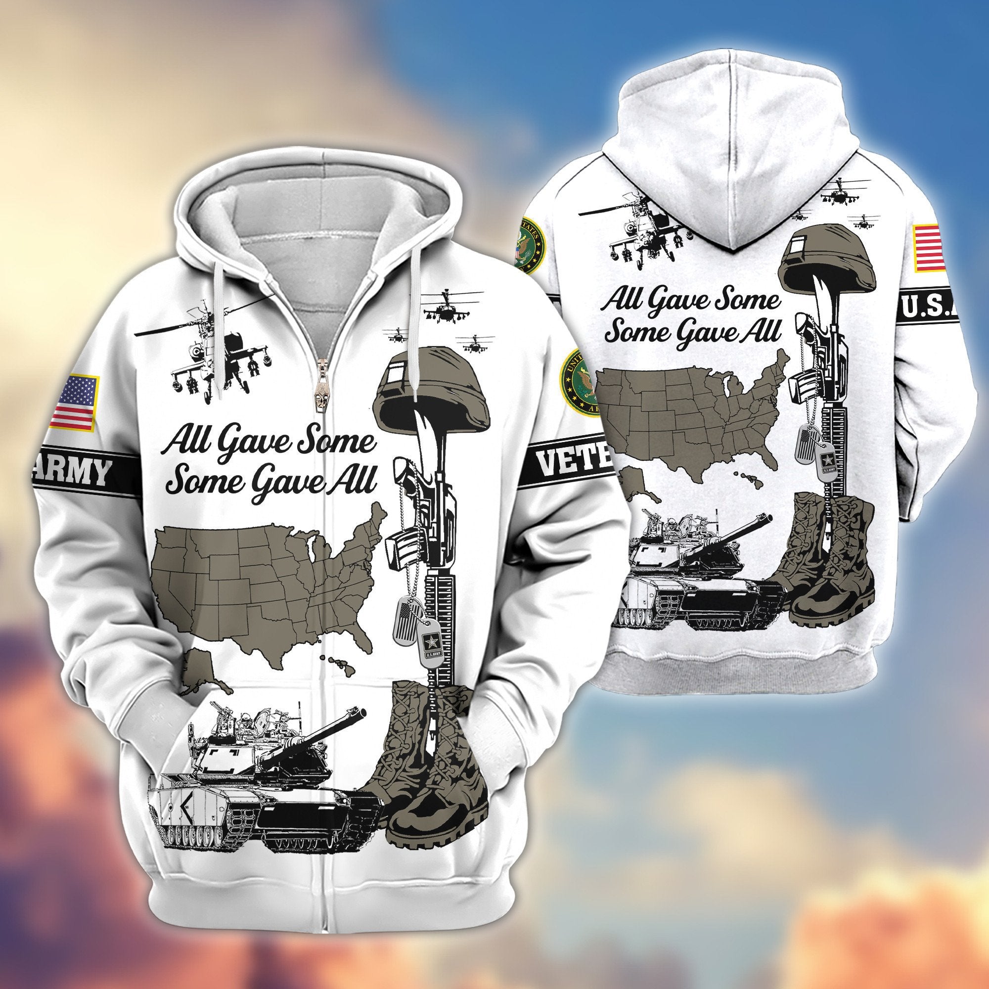 Premium US Army Zip Hoodie VPVC607910, Gifts For Army Veteran, Gifts On Father's Day, Veterans Day.