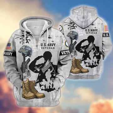 Premium US Navy Zip Hoodie VPVC608002, Gifts For Navy Veteran, Gifts On Father's Day, Veterans Day.