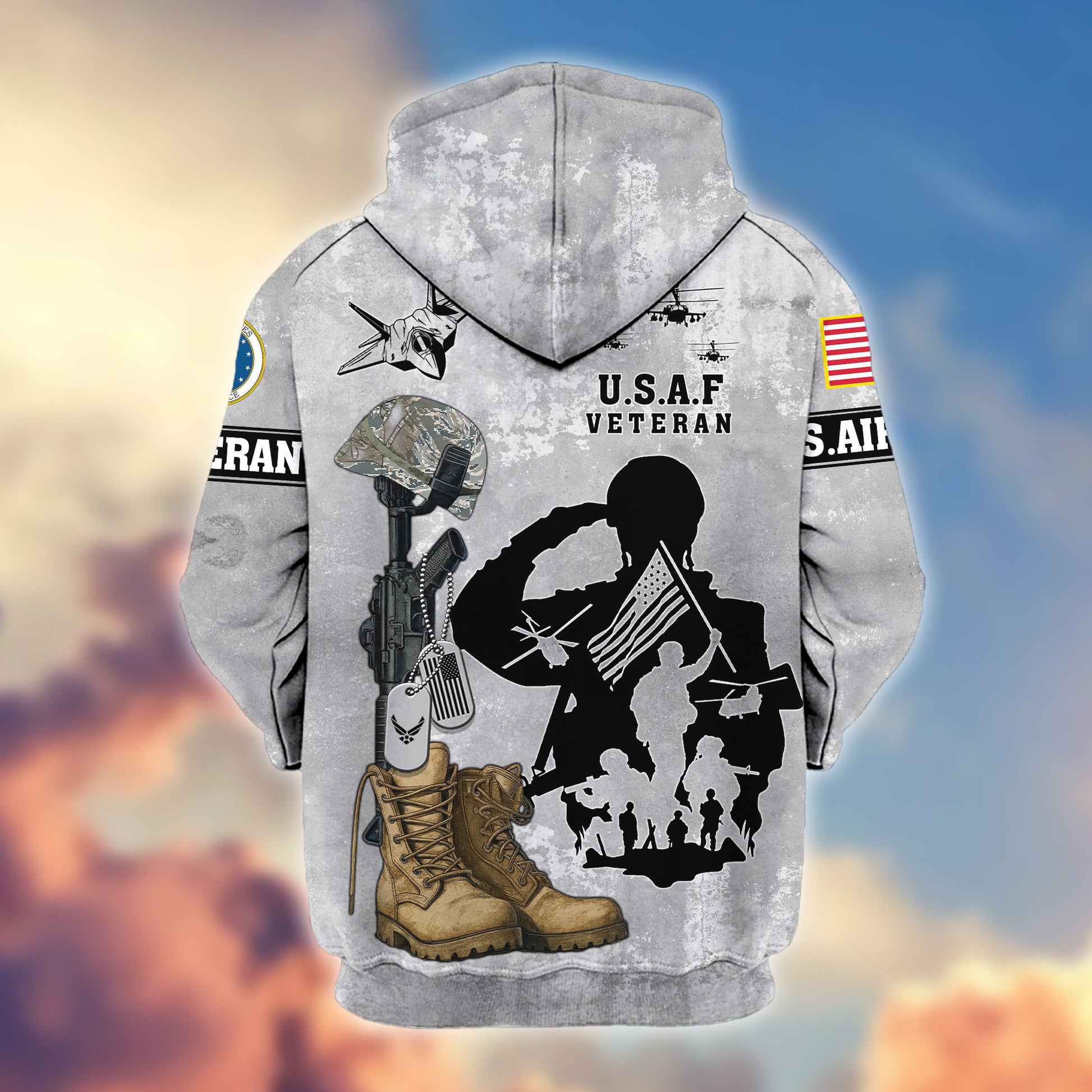Premium USAF Zip Hoodie VPVC608004, Gifts For Air Force Veteran, Gifts On Father's Day, Veterans Day.