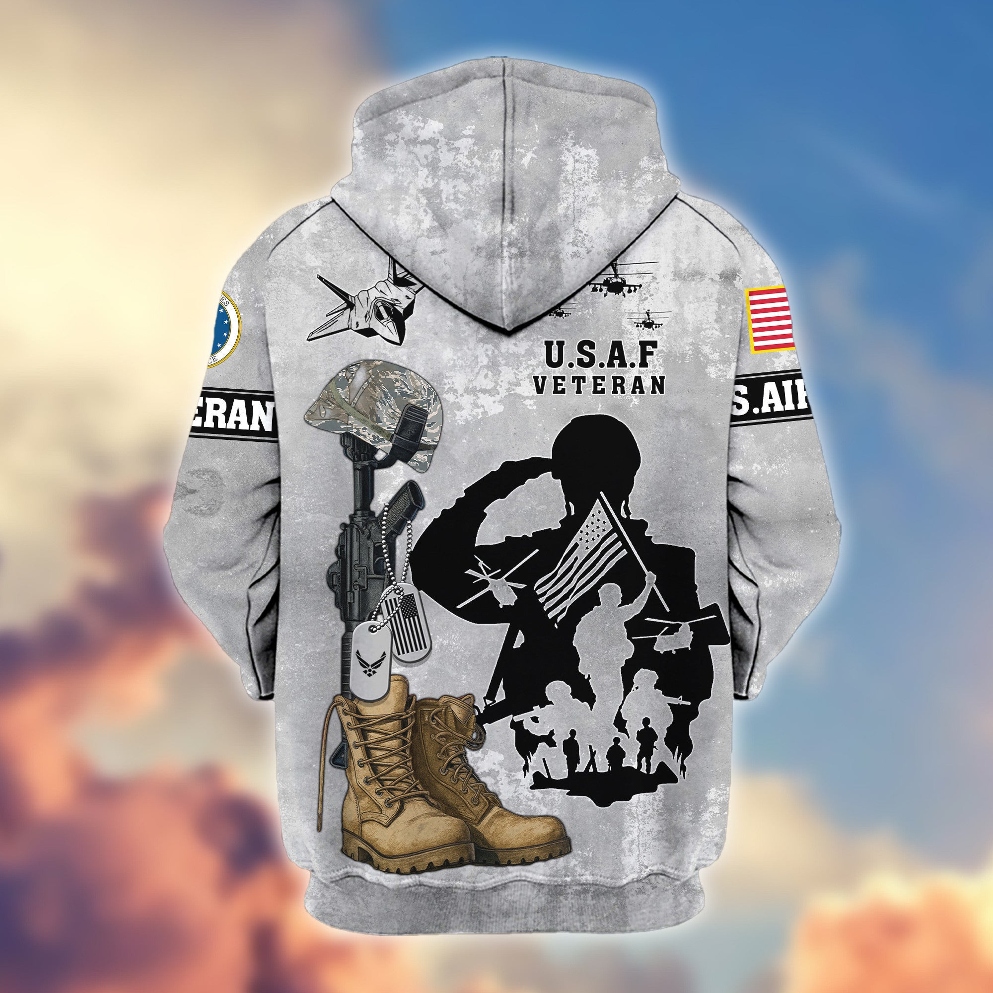 Premium USAF Zip Hoodie VPVC608004, Gifts For Air Force Veteran, Gifts On Father's Day, Veterans Day.