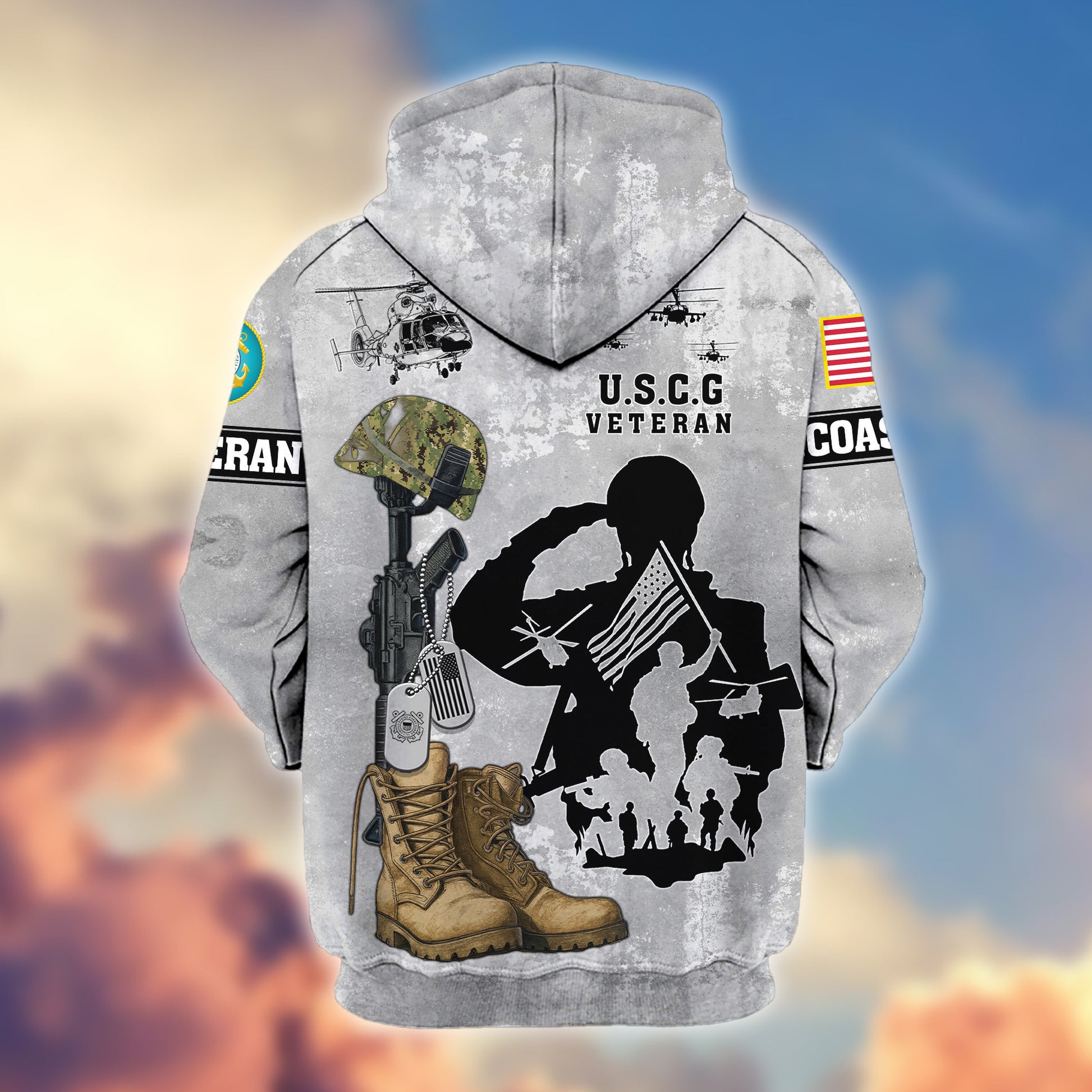 Premium USCG Zip Hoodie VPVC608005, Gifts For Coast Guard Veteran, Gifts On Father's Day, Veterans Day.