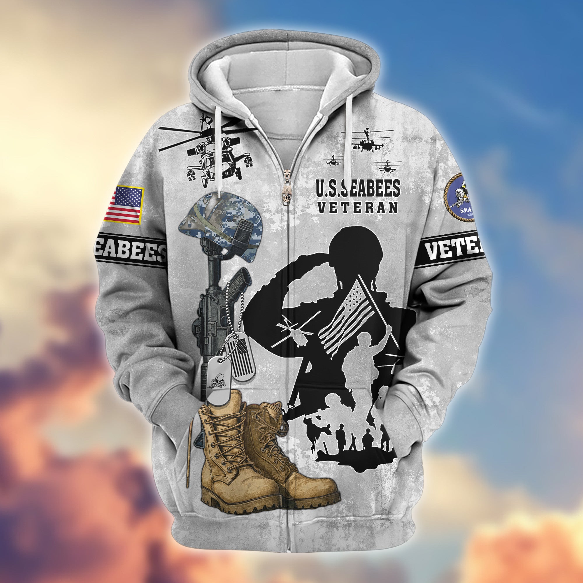 Premium US Seabees Zip Hoodie VPVC608009, Gifts For Seabees Veteran, Gifts On Father's Day, Veterans Day.