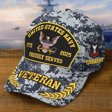 Premium Custom US Navy Embroidered Hat VPVC308904, 250th Anniversary Navy Hat, Gifts For Navy Veteran, Gifts On Father's Day, Veterans Day.