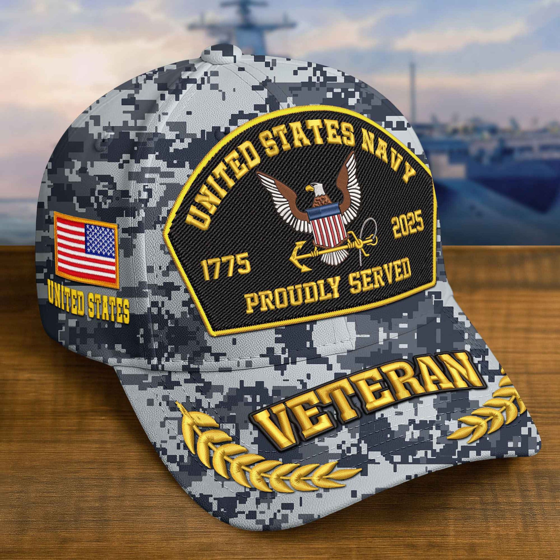 Premium Custom US Navy Embroidered Hat VPVC308904, 250th Anniversary Navy Hat, Gifts For Navy Veteran, Gifts On Father's Day, Veterans Day.