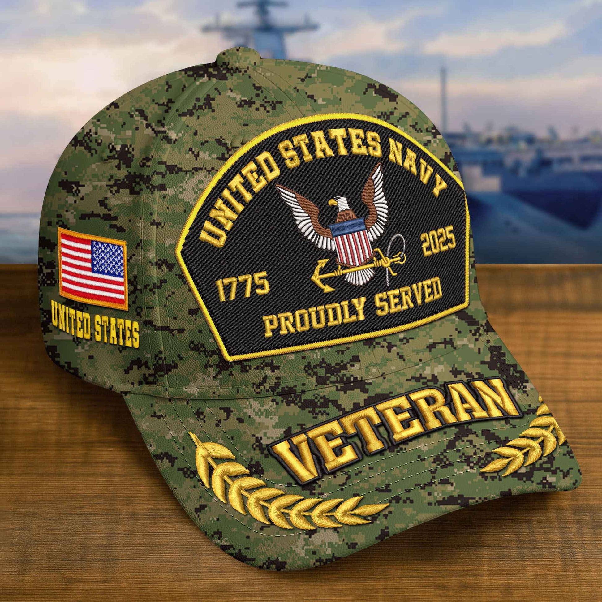 Premium Custom US Navy Embroidered Hat VPVC308905, 250th Anniversary Navy Hat, Gifts For Navy Veteran, Gifts On Father's Day, Veterans Day.