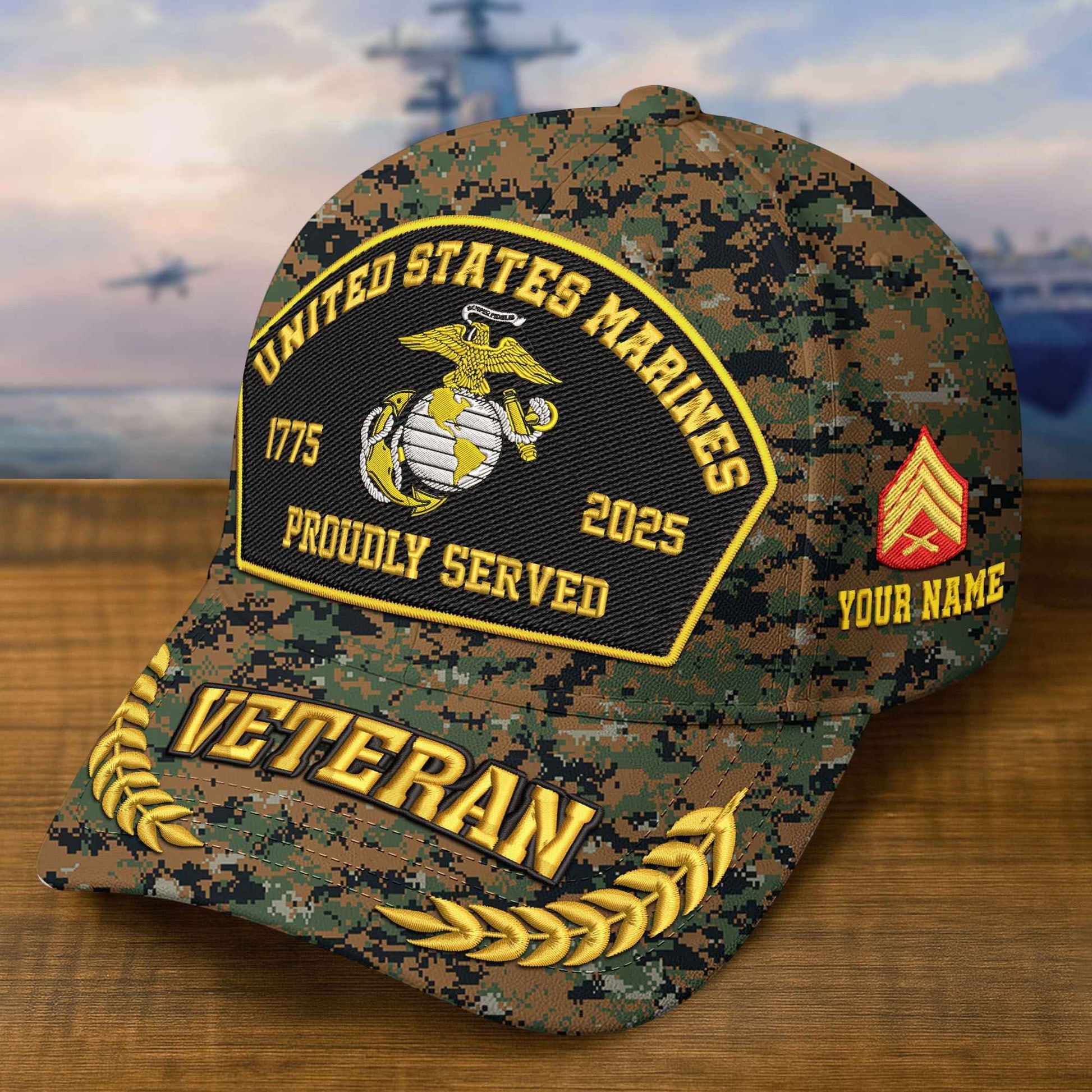 Premium Custom USMC Embroidered Hat VPVC308906, 250th Anniversary Marine Corps Hat, Gifts For Marine Veteran, Gifts On Father's Day, Veterans Day.