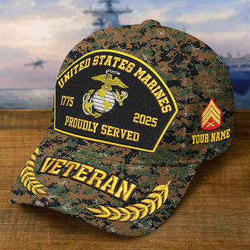 Premium Custom USMC Embroidered Hat VPVC308906, 250th Anniversary Marine Corps Hat, Gifts For Marine Veteran, Gifts On Father's Day, Veterans Day.