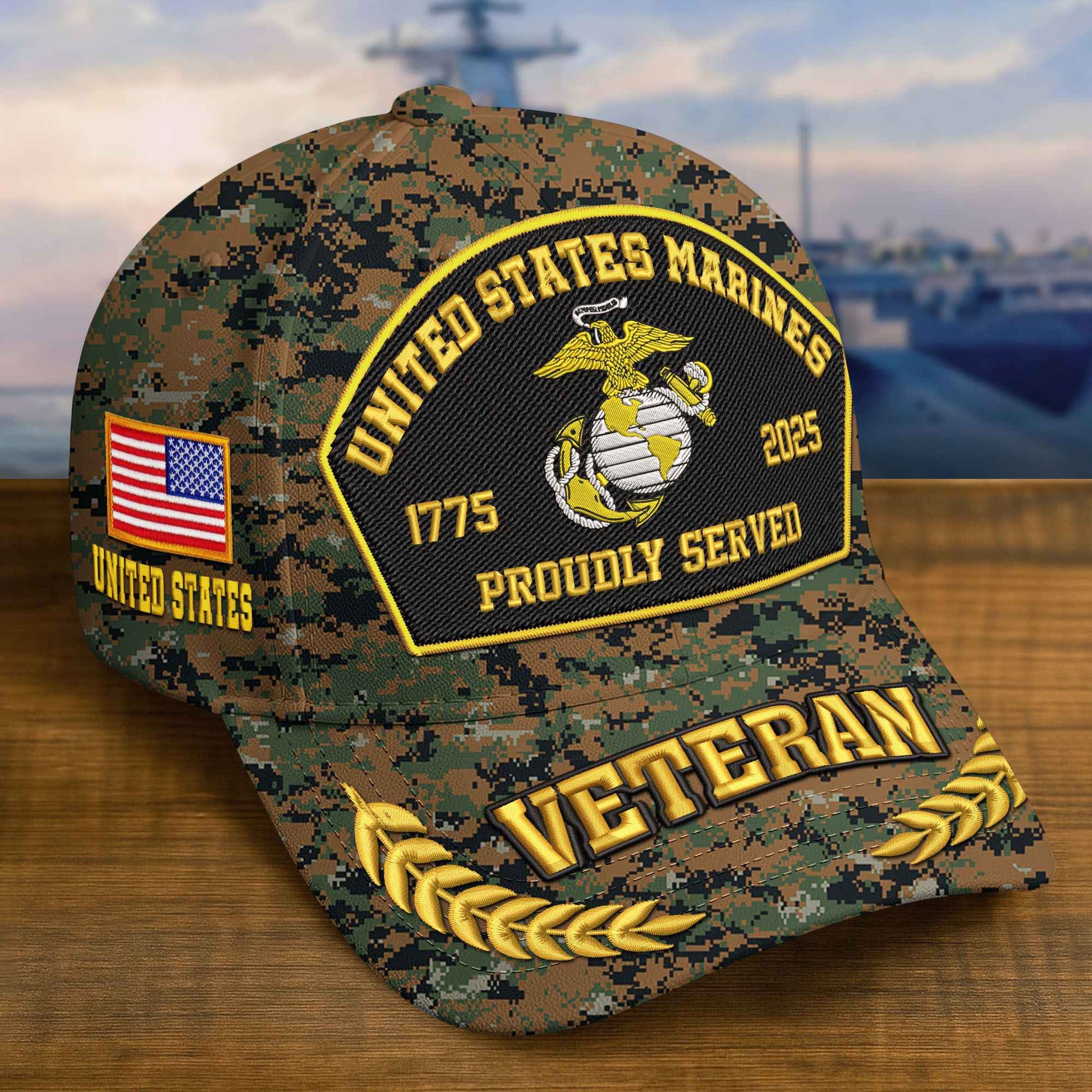 Premium Custom USMC Embroidered Hat VPVC308906, 250th Anniversary Marine Corps Hat, Gifts For Marine Veteran, Gifts On Father's Day, Veterans Day.