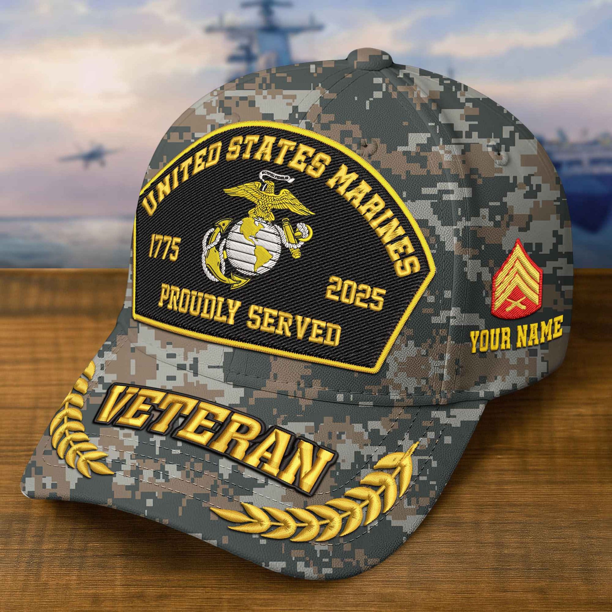 Premium Custom USMC Embroidered Hat VPVC308907, 250th Anniversary Marine Corps Hat, Gifts For Marine Veteran, Gifts On Father's Day, Veterans Day.