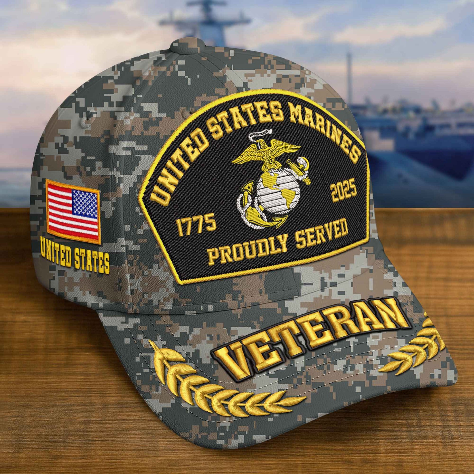Premium Custom USMC Embroidered Hat VPVC308907, 250th Anniversary Marine Corps Hat, Gifts For Marine Veteran, Gifts On Father's Day, Veterans Day.