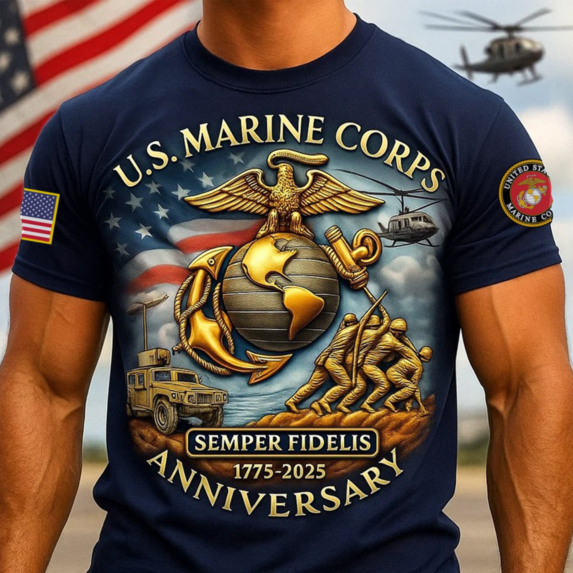 Premium USMC T-Shirt VPVC930042, 250th Anniversary Marine Corps Shirt, Gifts For Marine Veteran, Gifts On Father's Day, Veterans Day.