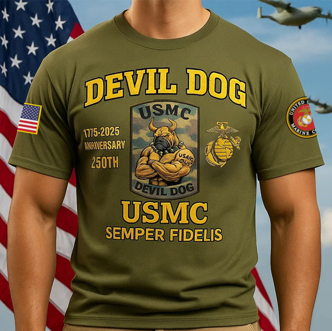 Premium USMC T-Shirt VPVC930053, 250th Anniversary Marine Corps Shirt, Gifts For Marine Veteran, Gifts On Father's Day, Veterans Day.