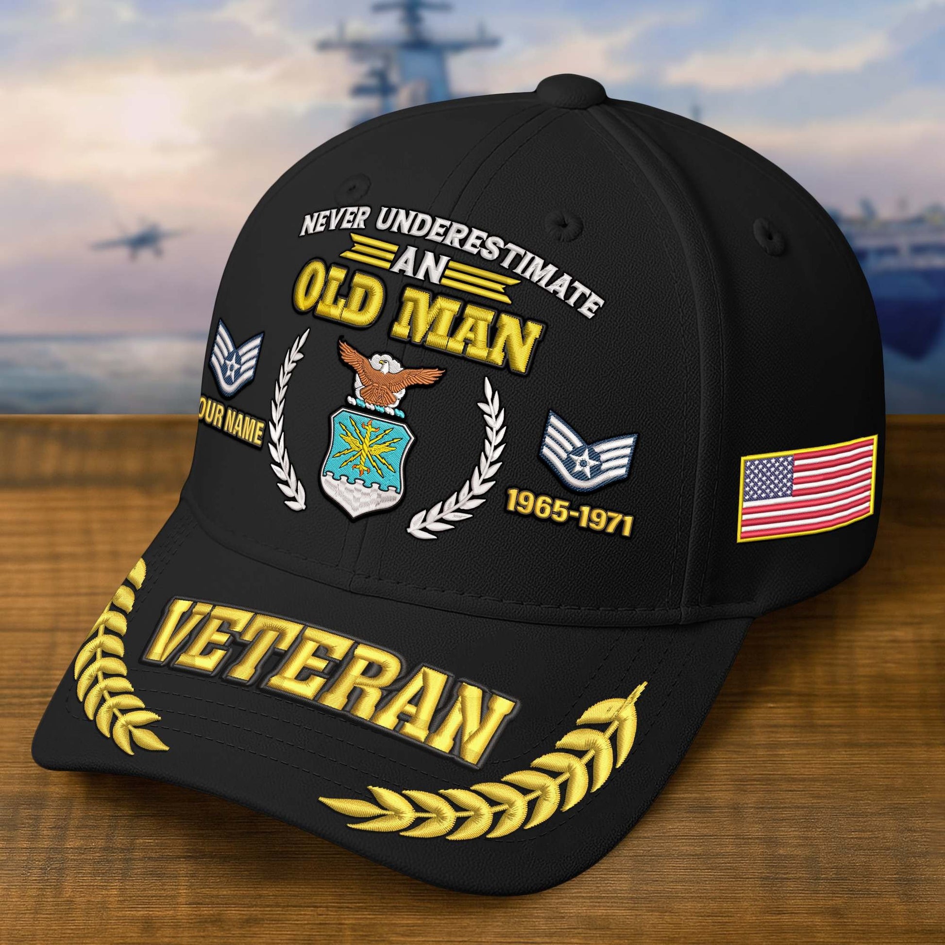 Premium Embroidered US Veterans Hats BPHN230714, Custom Name, Rank & Year, Gifts for US Veterans, Gifts on Veterans Day