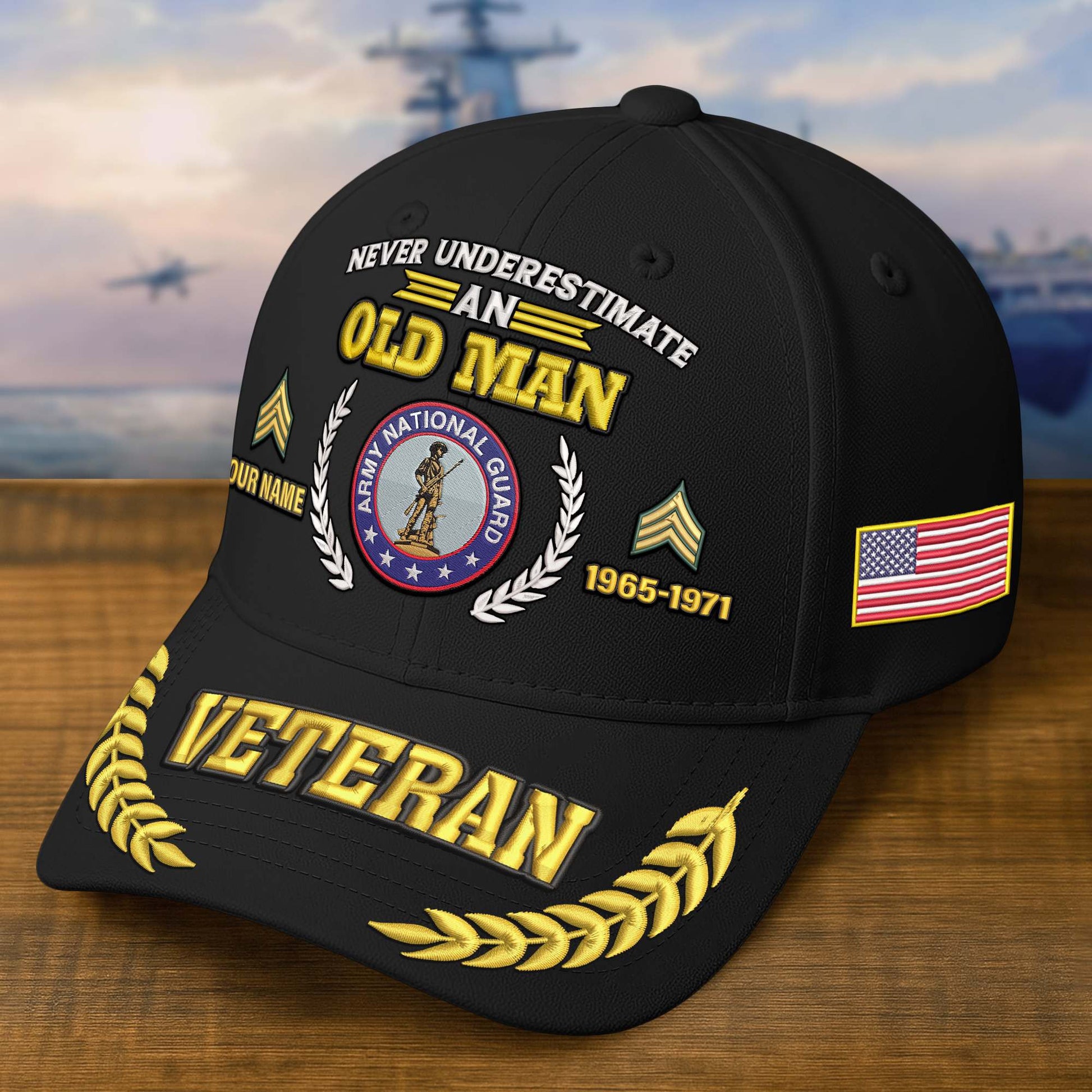Premium Embroidered US Veterans Hats BPHN230714, Custom Name, Rank & Year, Gifts for US Veterans, Gifts on Veterans Day