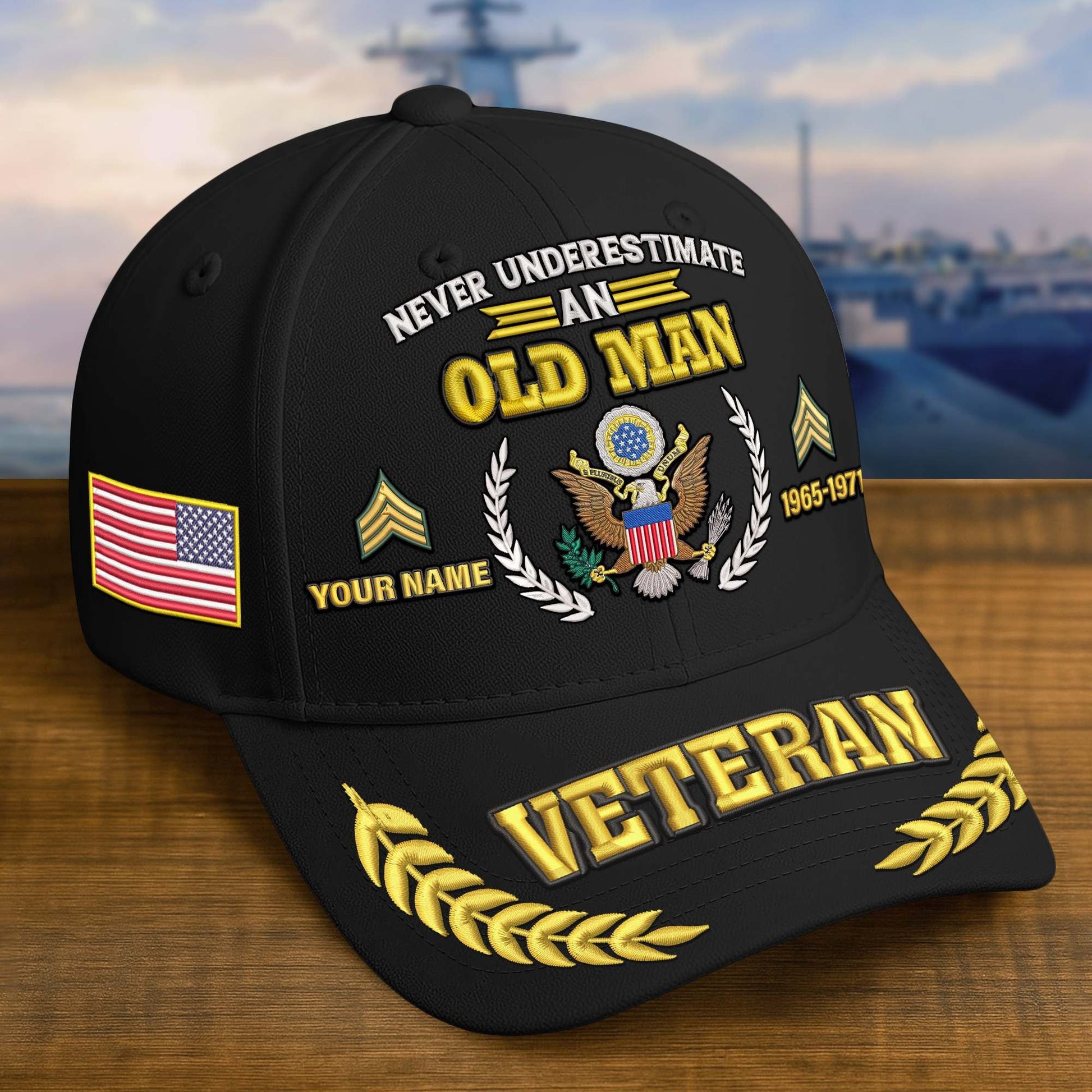 Premium Embroidered US Veterans Hats BPHN230714, Custom Name, Rank & Year, Gifts for US Veterans, Gifts on Veterans Day