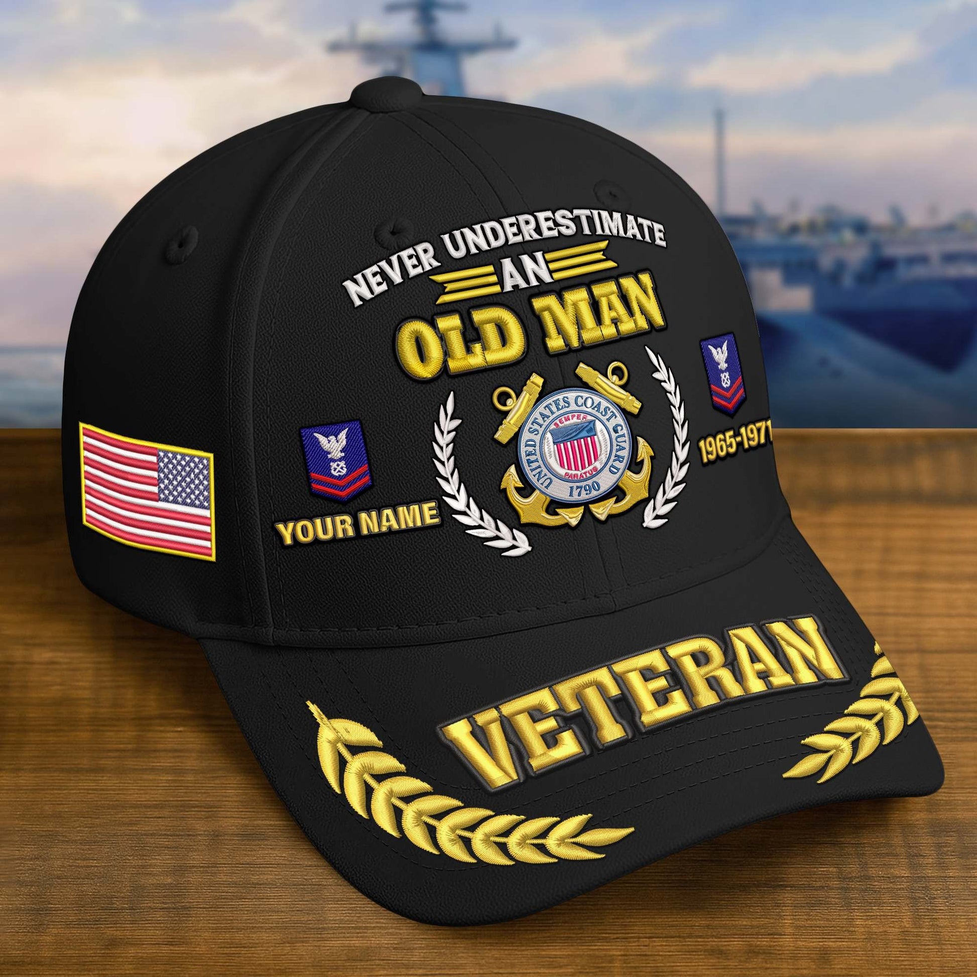 Premium Embroidered US Veterans Hats BPHN230714, Custom Name, Rank & Year, Gifts for US Veterans, Gifts on Veterans Day
