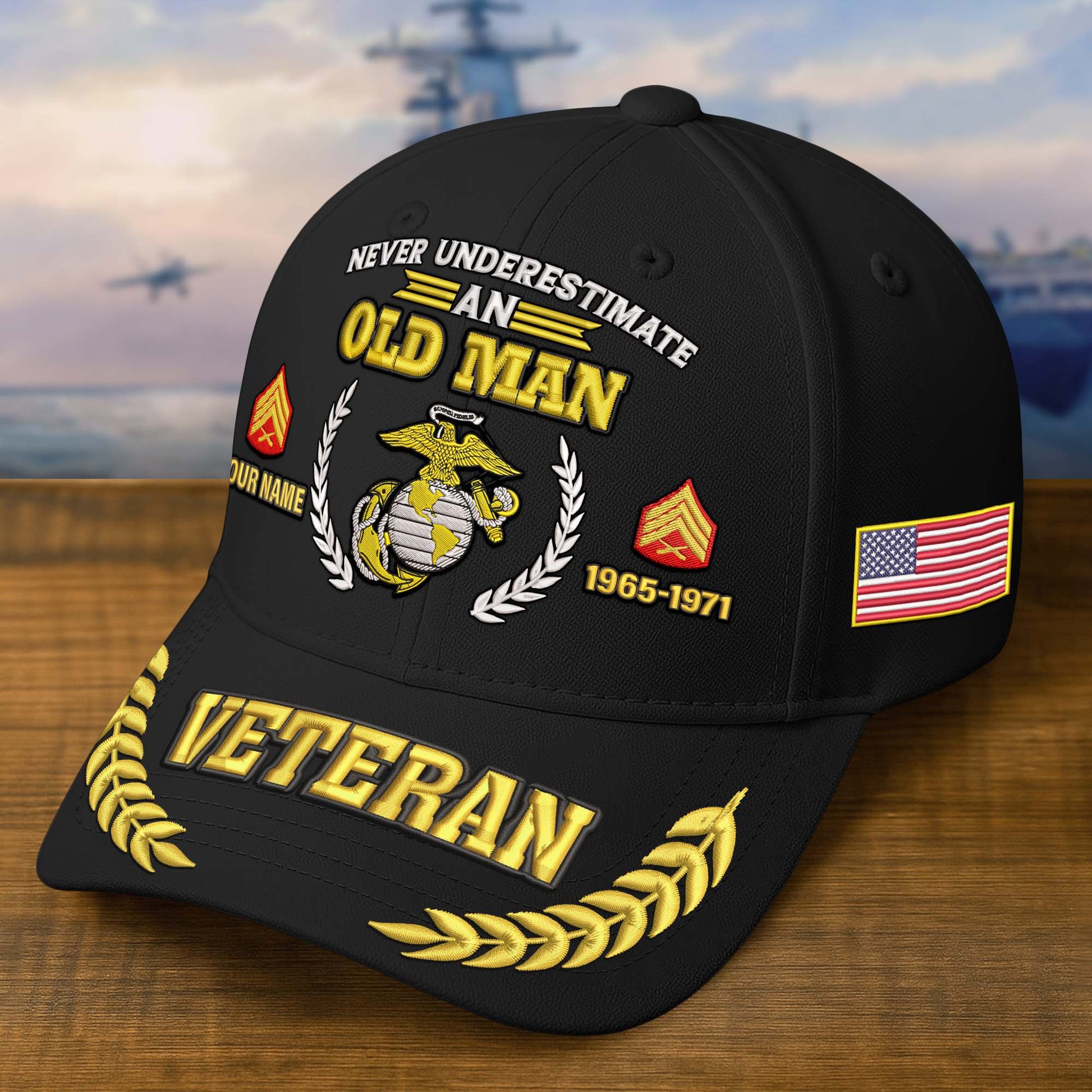 Premium Embroidered US Veterans Hats BPHN230714, Custom Name, Rank & Year, Gifts for US Veterans, Gifts on Veterans Day