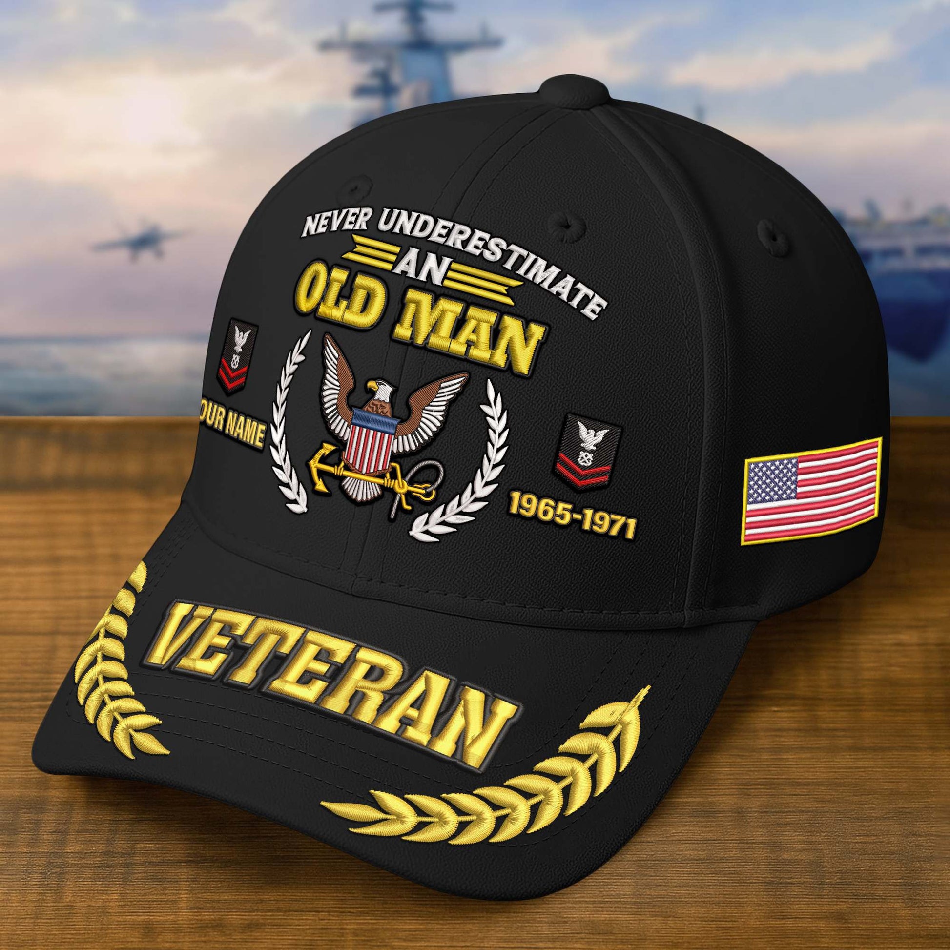 Premium Embroidered US Veterans Hats BPHN230714, Custom Name, Rank & Year, Gifts for US Veterans, Gifts on Veterans Day