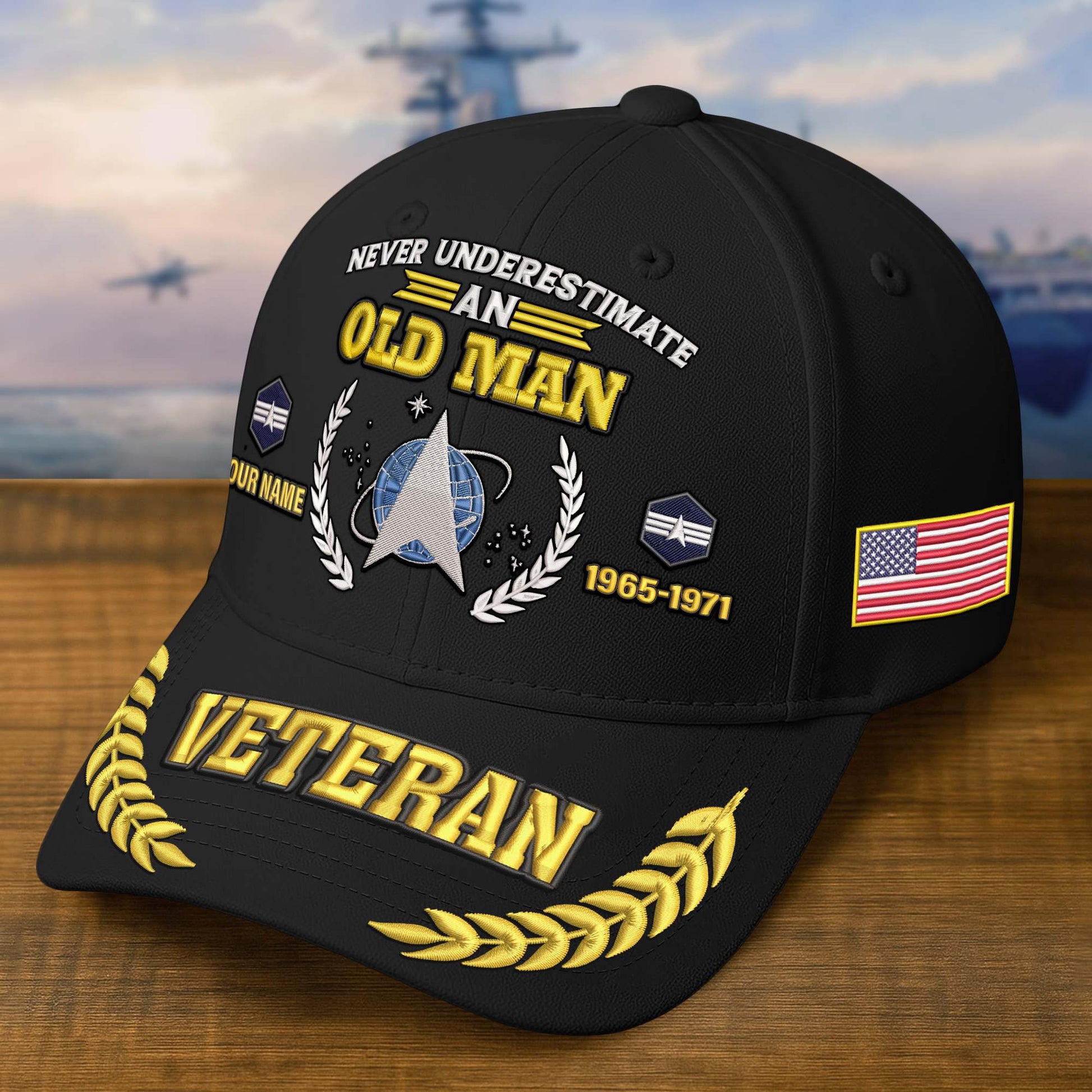 Premium Embroidered US Veterans Hats BPHN230714, Custom Name, Rank & Year, Gifts for US Veterans, Gifts on Veterans Day