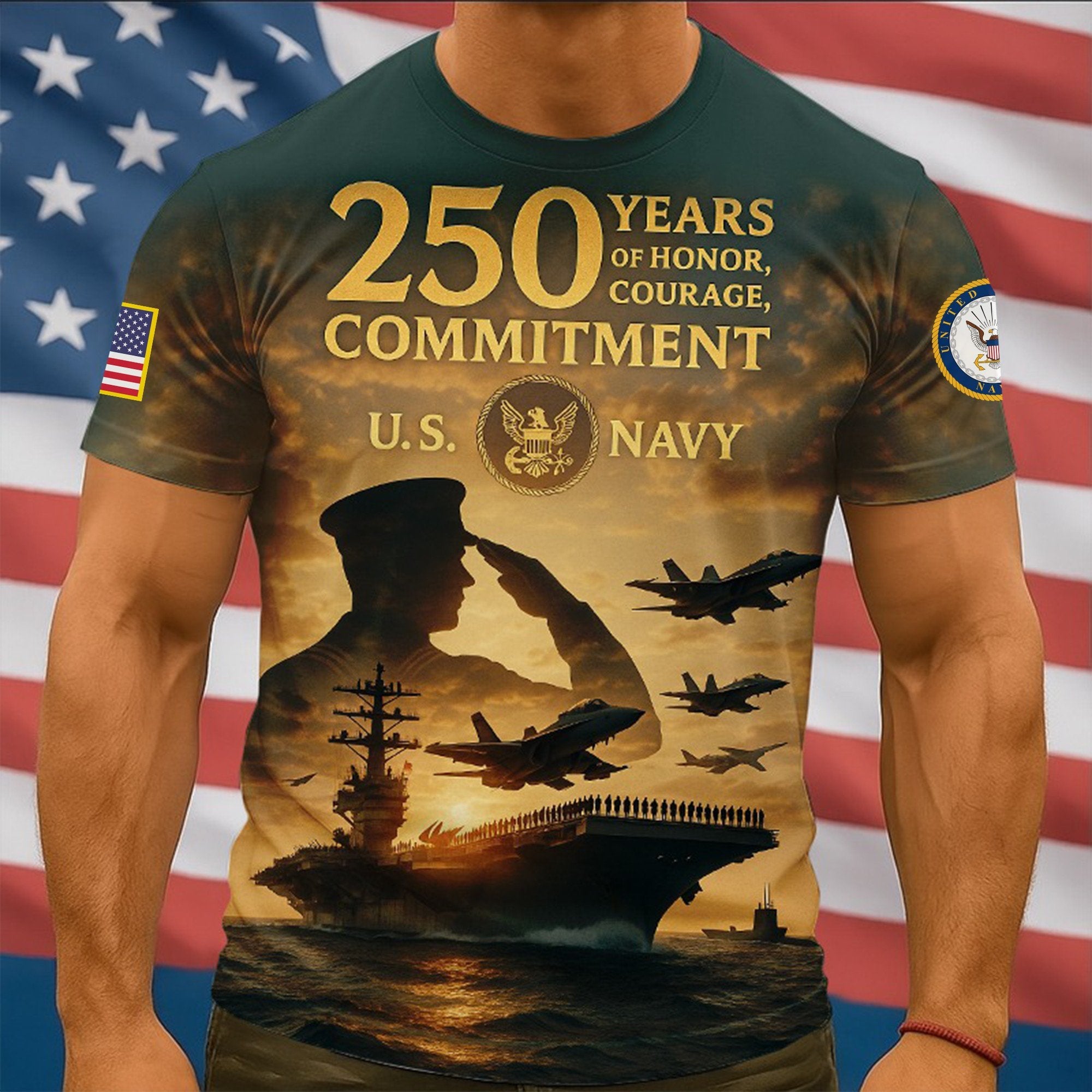 Premium US Navy T-Shirt VPVC930081, 250th Anniversary Navy Shirt, Gifts For Navy Veteran, Gifts On Father's Day, Veterans Day.