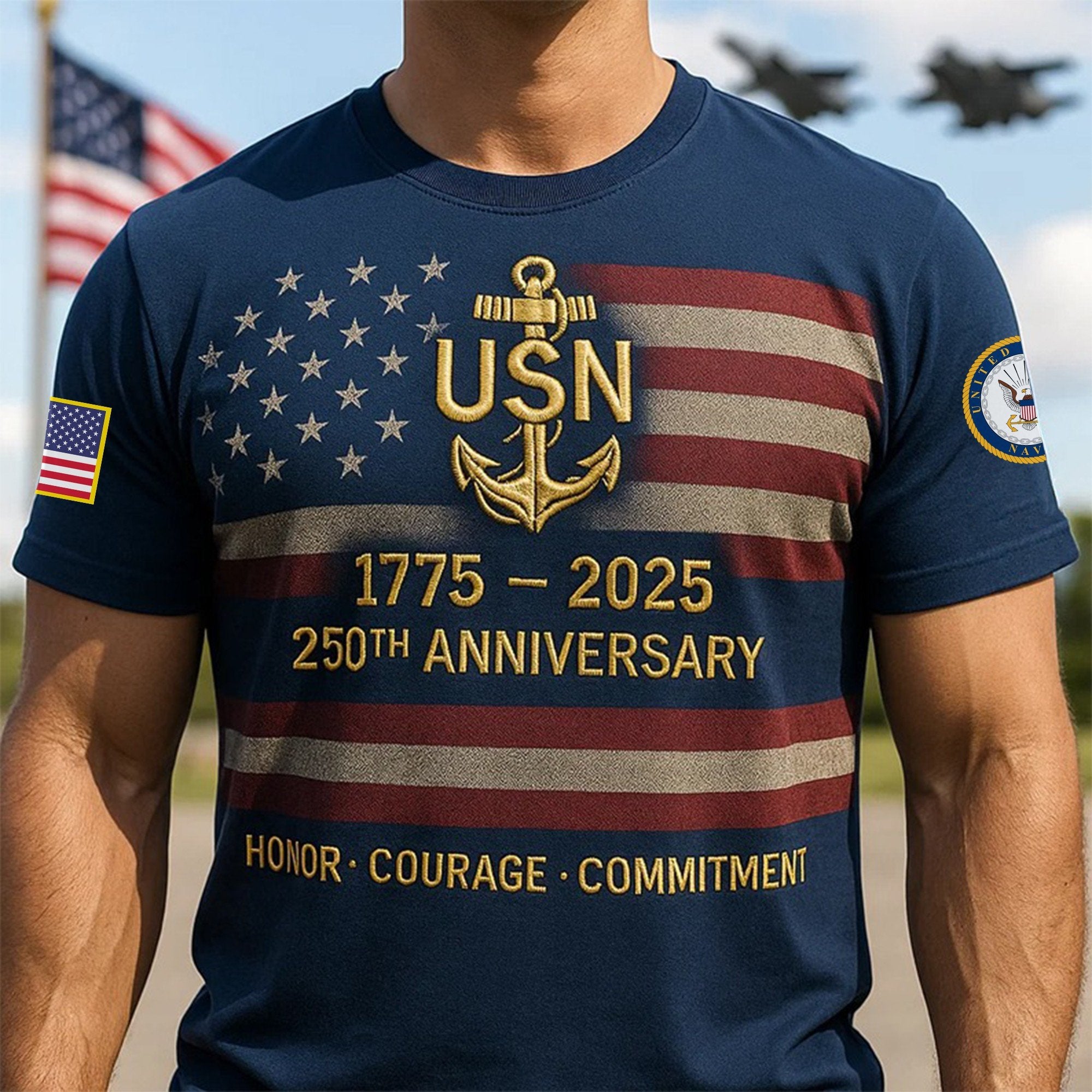 Premium US Navy T-Shirt VPVC930066, 250th Anniversary Navy Shirt, Gifts For Navy Veteran, Gifts On Father's Day, Veterans Day.