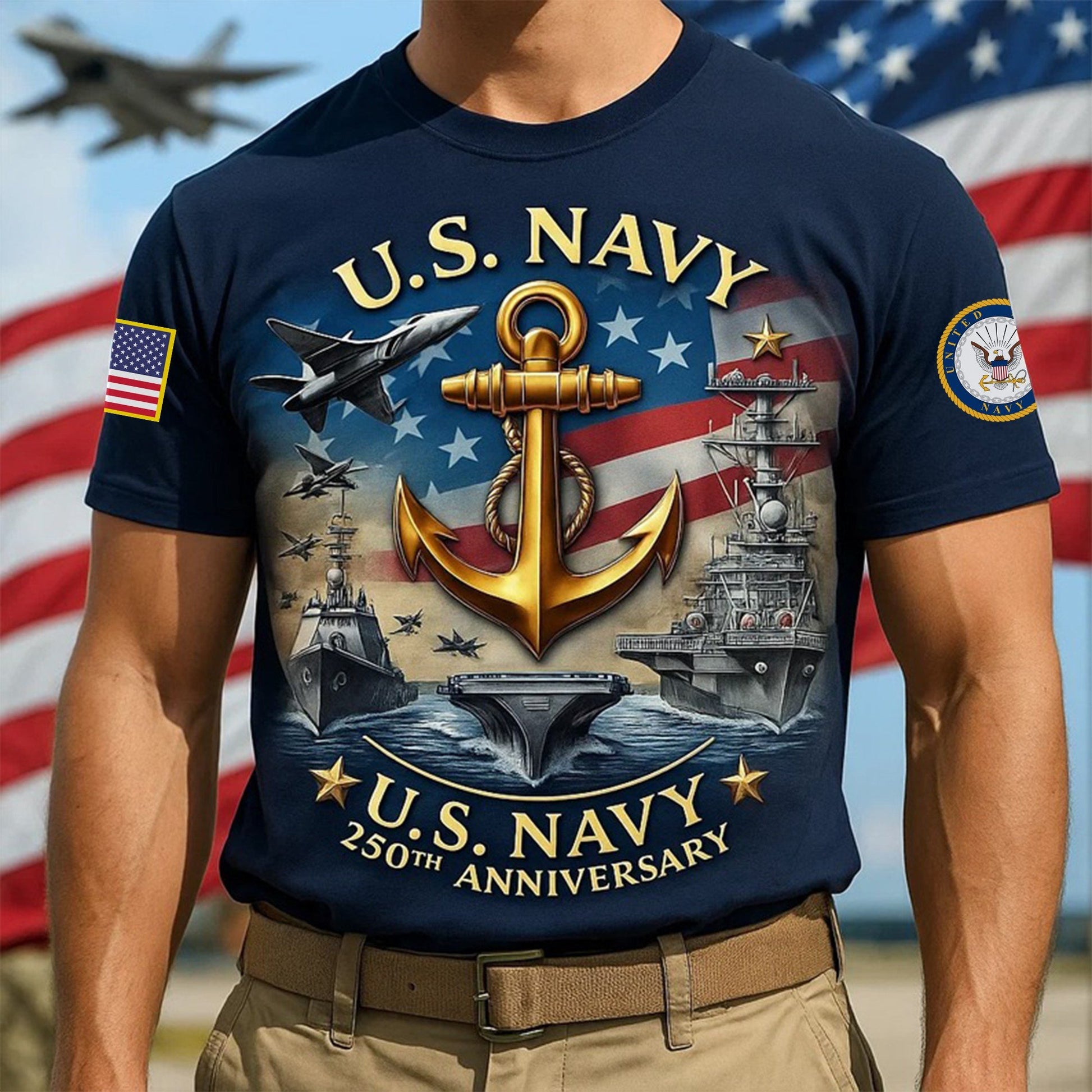 Premium US Navy T-Shirt VPVC930068, 250th Anniversary Navy Shirt, Gifts For Navy Veteran, Gifts On Father's Day, Veterans Day.