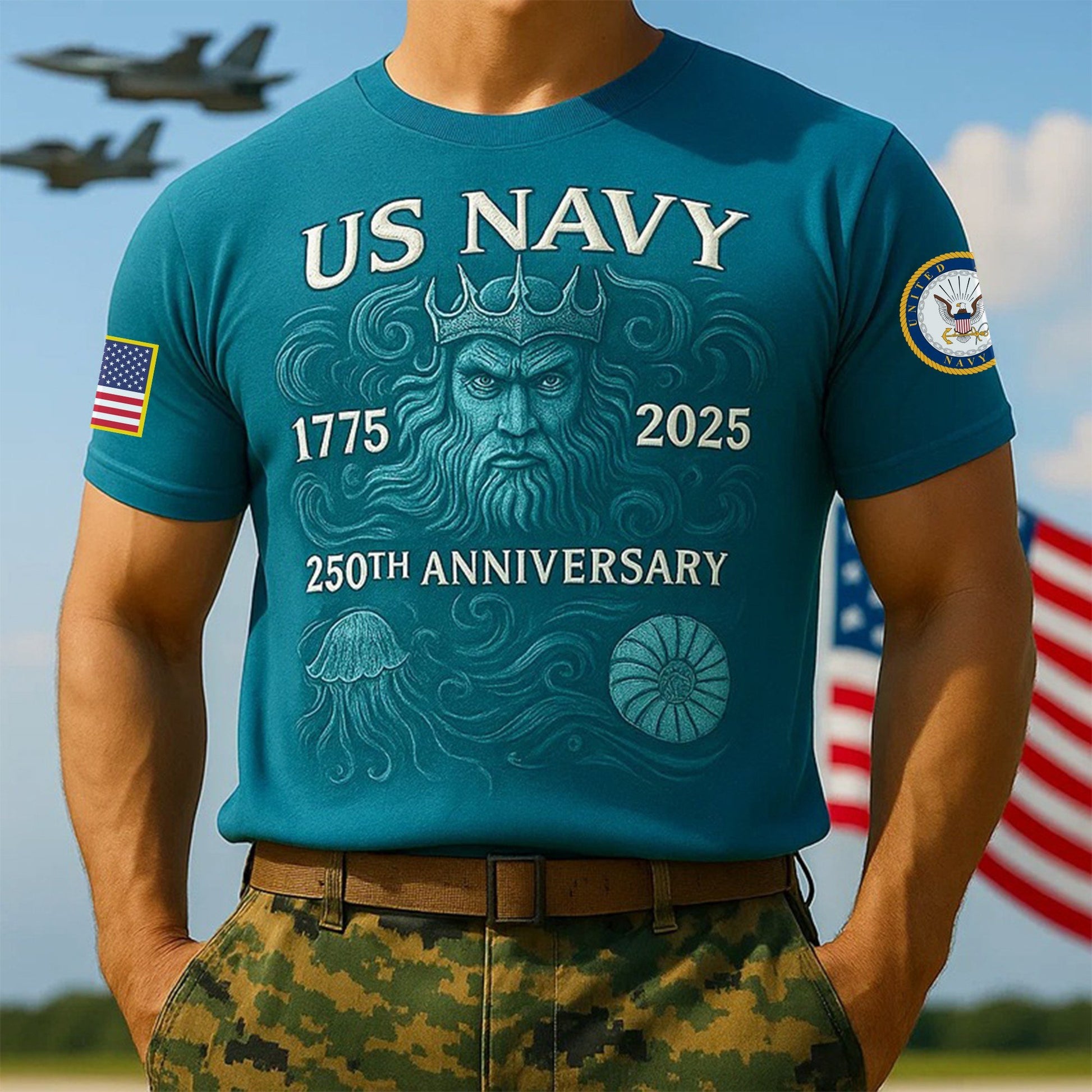 Premium US Navy T-Shirt VPVC930077, 250th Anniversary Navy Shirt, Gifts For Navy Veteran, Gifts On Father's Day, Veterans Day.