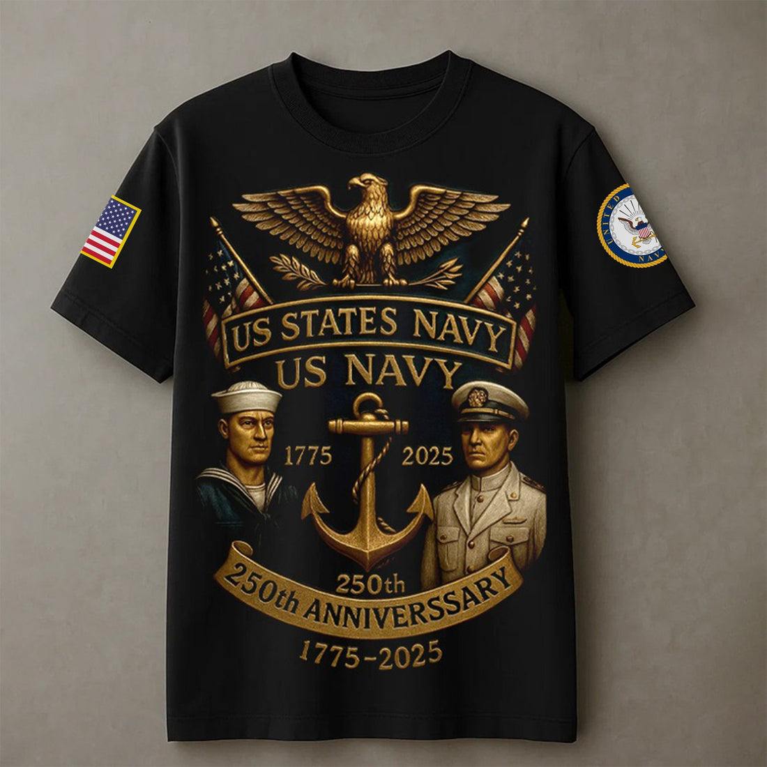 Premium US Navy T-Shirt VPVC930080, 250th Anniversary Navy Shirt, Gifts For Navy Veteran, Gifts On Father's Day, Veterans Day.