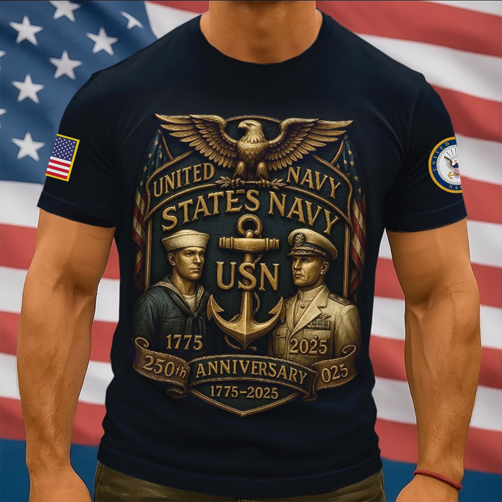 Premium US Navy T-Shirt VPVC930082, 250th Anniversary Navy Shirt, Gifts For Navy Veteran, Gifts On Father's Day, Veterans Day.