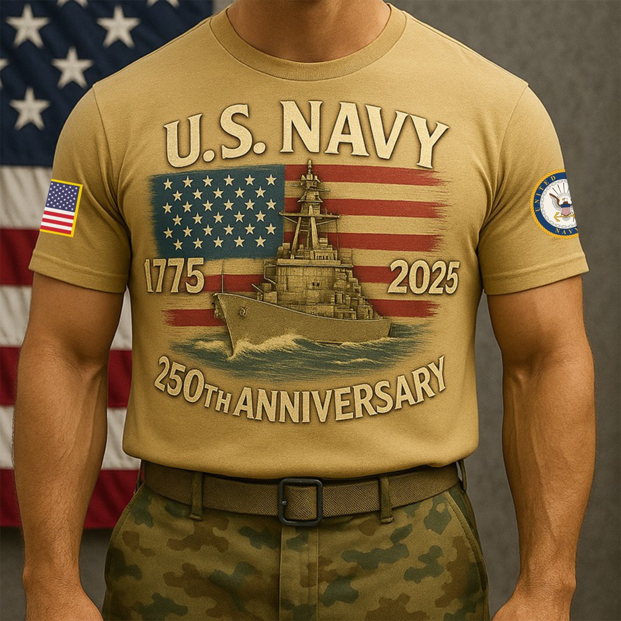 Premium US Navy T-Shirt VPVC930084, 250th Anniversary Navy Shirt, Gifts For Navy Veteran, Gifts On Father's Day, Veterans Day.