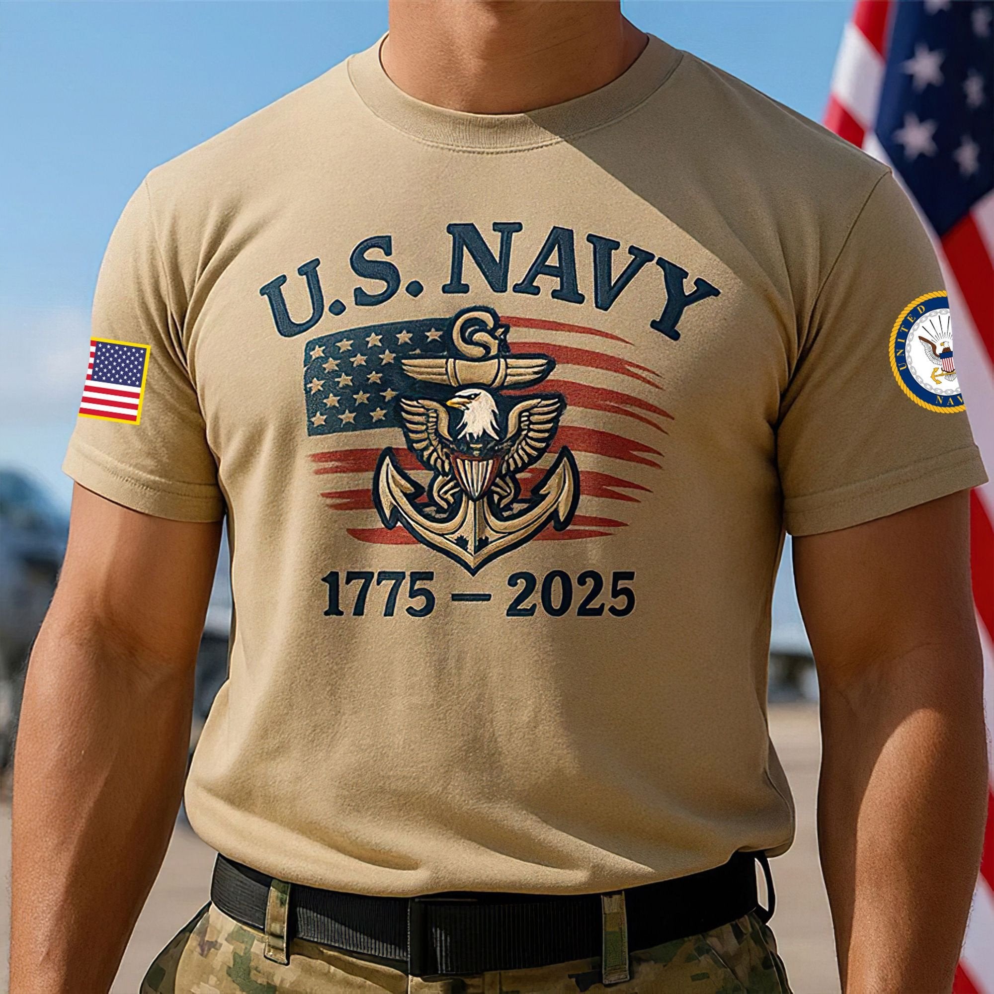 Premium US Navy T-Shirt VPVC930110, 250th Anniversary Navy Shirt, Gifts For Navy Veteran, Gifts On Father's Day, Veterans Day.