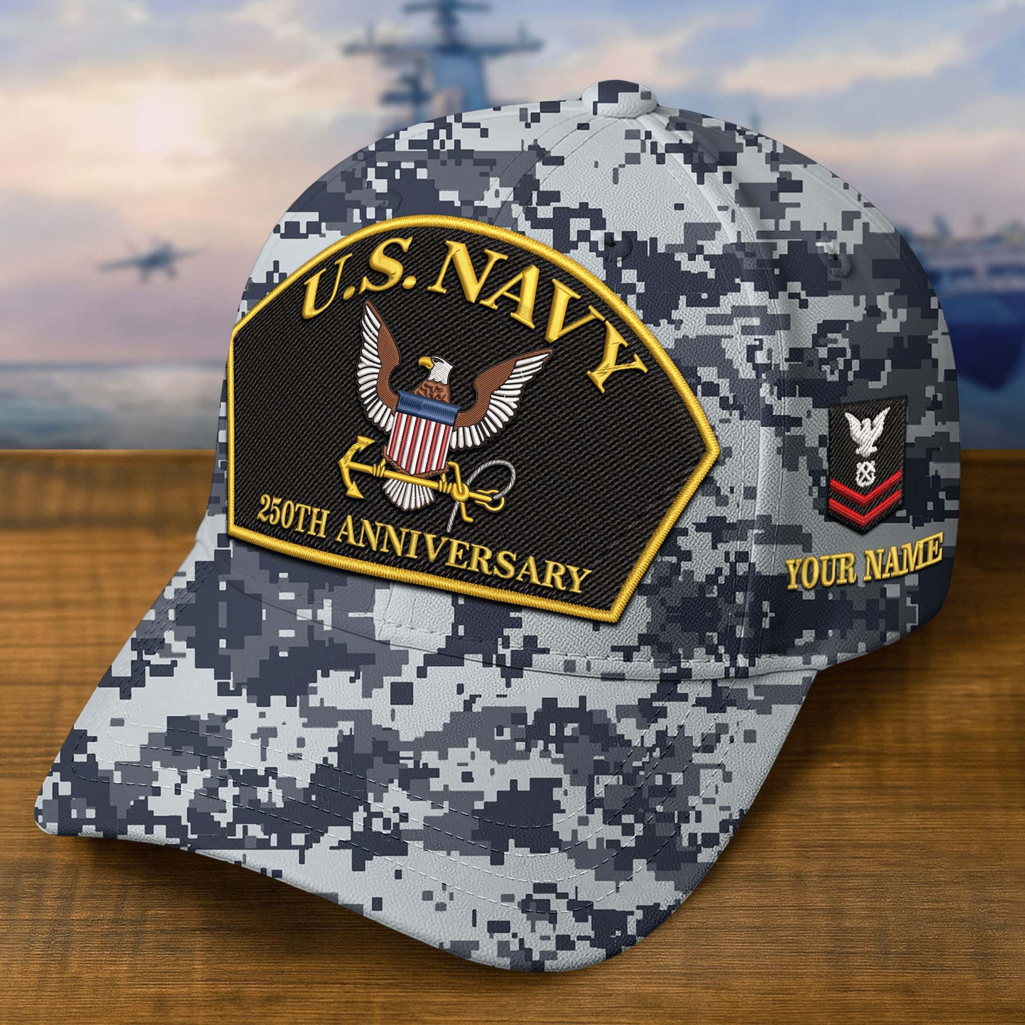Premium Custom US Navy Embroidered Hat VPVC309004, 250th Anniversary Navy Hat, Gifts For Navy Veteran, Gifts On Father's Day, Veterans Day.