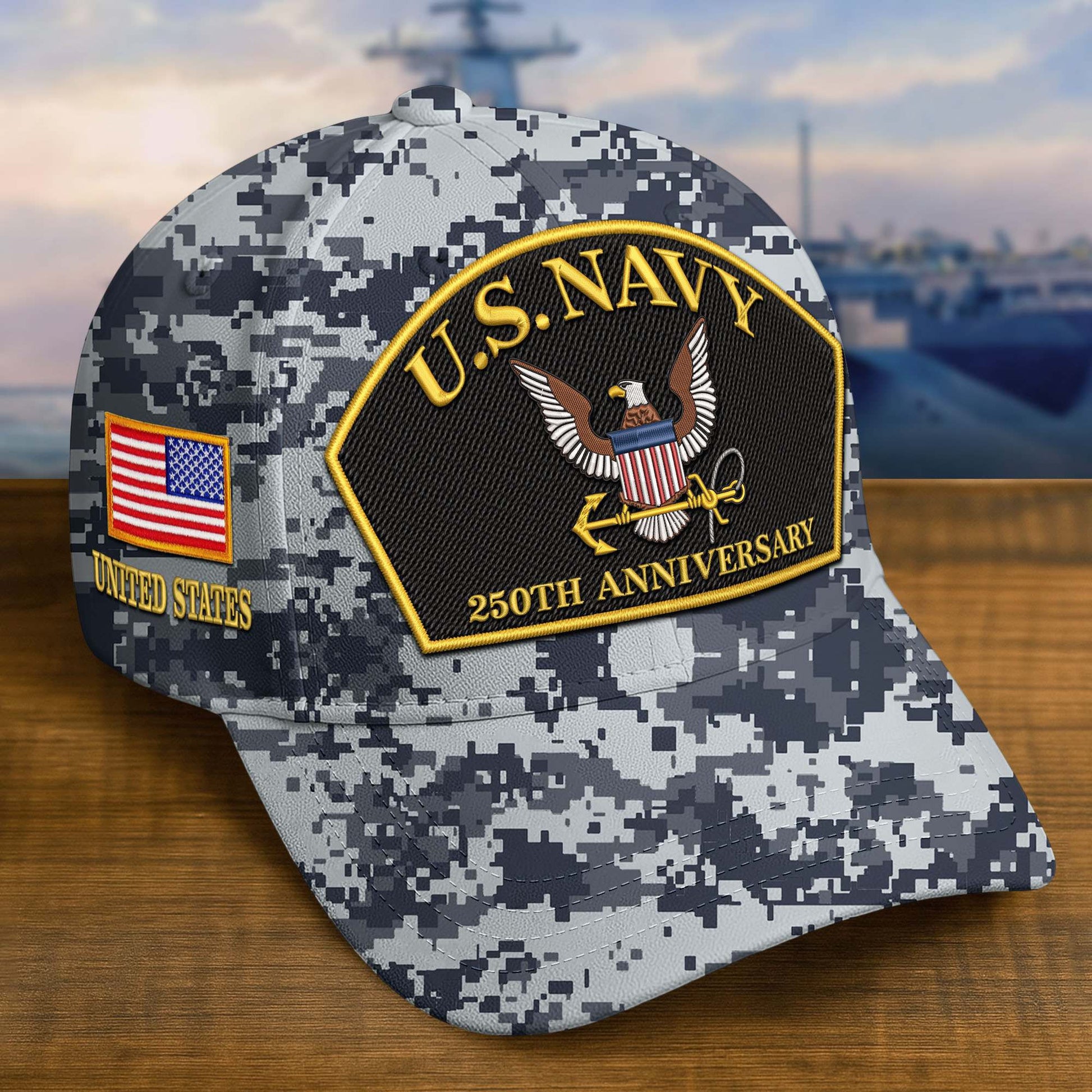 Premium Custom US Navy Embroidered Hat VPVC309004, 250th Anniversary Navy Hat, Gifts For Navy Veteran, Gifts On Father's Day, Veterans Day.