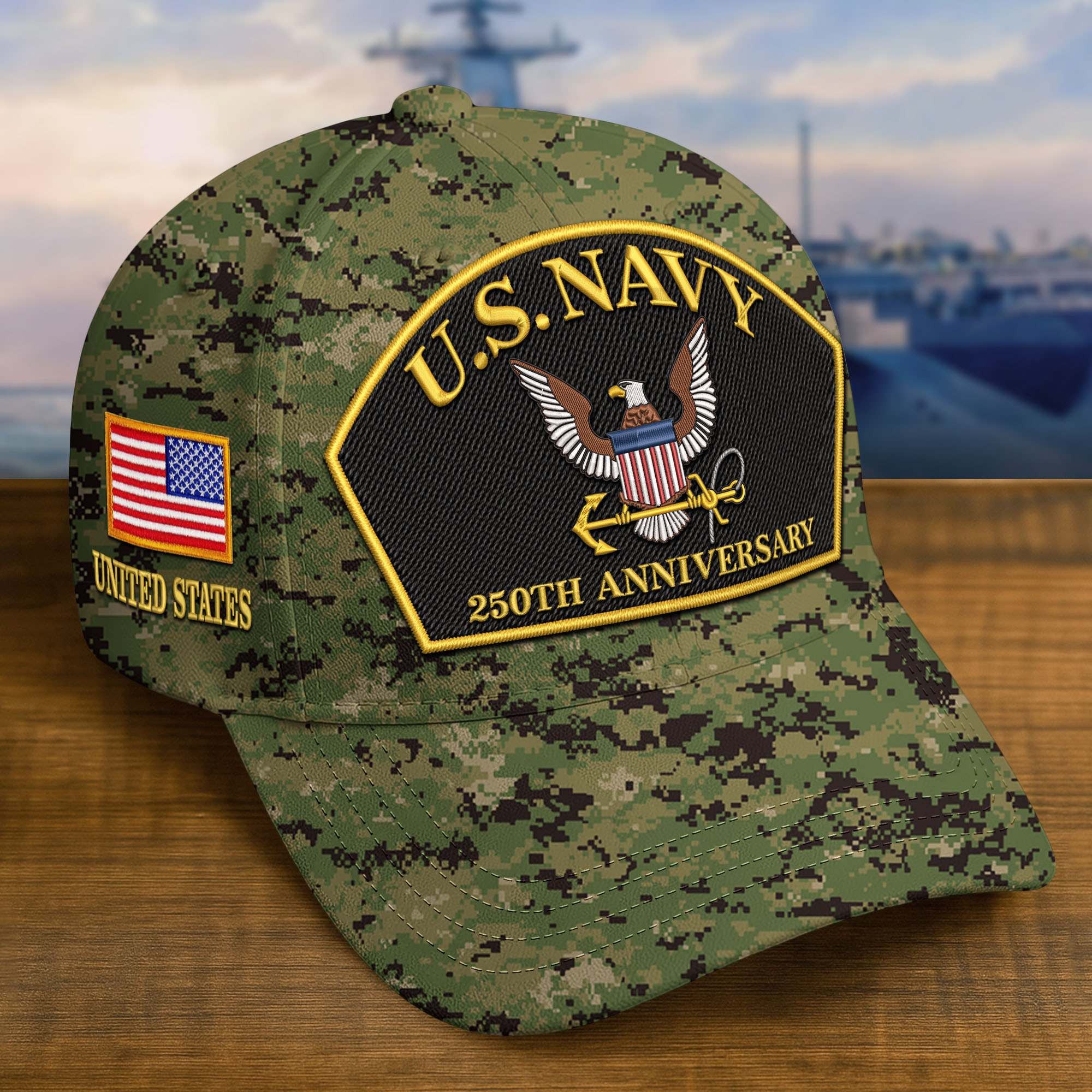 Premium Custom US Navy Embroidered Hat VPVC309005, 250th Anniversary Navy Hat, Gifts For Navy Veteran, Gifts On Father's Day, Veterans Day.