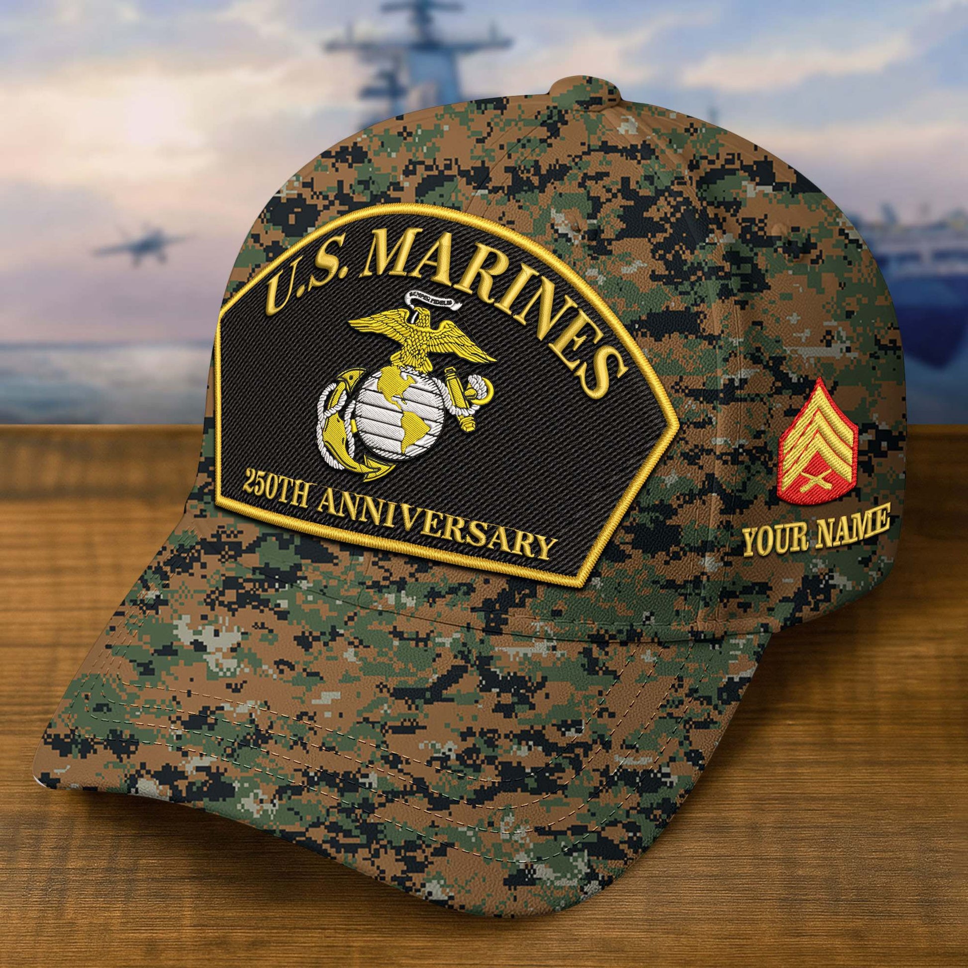 Premium Custom USMC Embroidered Hat VPVC309006, 250th Anniversary Marine Corps Hat, Gifts For Marine Veteran, Gifts On Father's Day, Veterans Day.