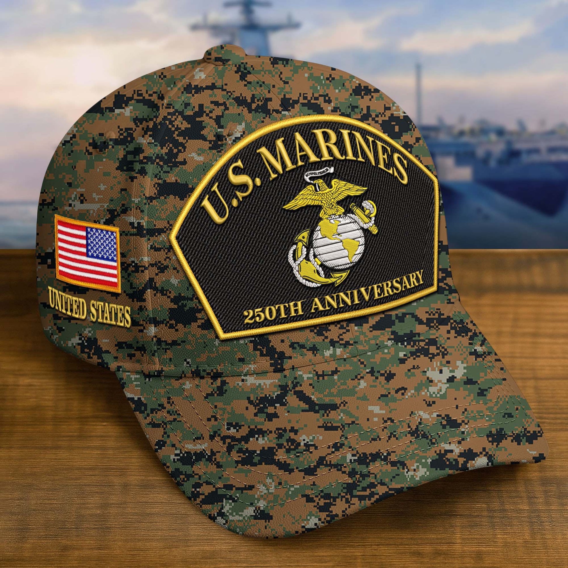 Premium Custom USMC Embroidered Hat VPVC309006, 250th Anniversary Marine Corps Hat, Gifts For Marine Veteran, Gifts On Father's Day, Veterans Day.
