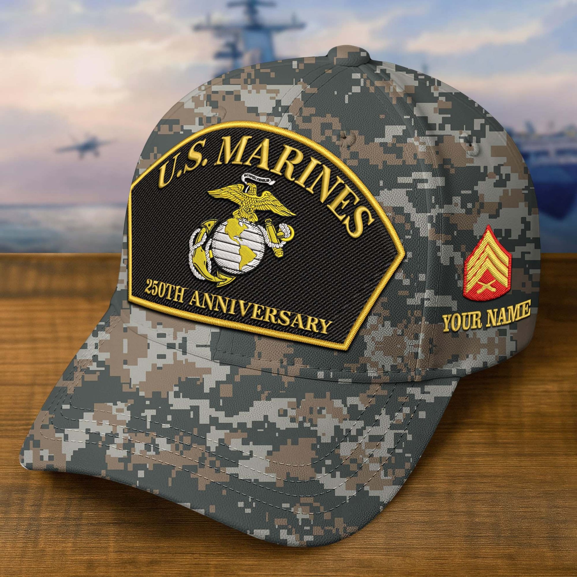 Premium Custom USMC Embroidered Hat VPVC309007, 250th Anniversary Marine Corps Hat, Gifts For Marine Veteran, Gifts On Father's Day, Veterans Day.