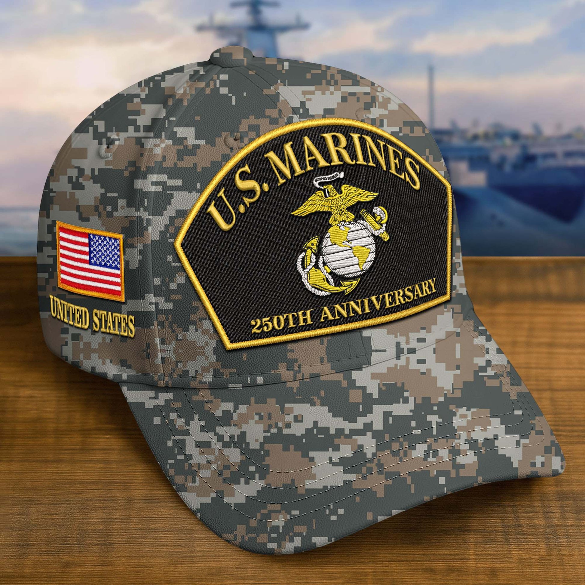 Premium Custom USMC Embroidered Hat VPVC309007, 250th Anniversary Marine Corps Hat, Gifts For Marine Veteran, Gifts On Father's Day, Veterans Day.