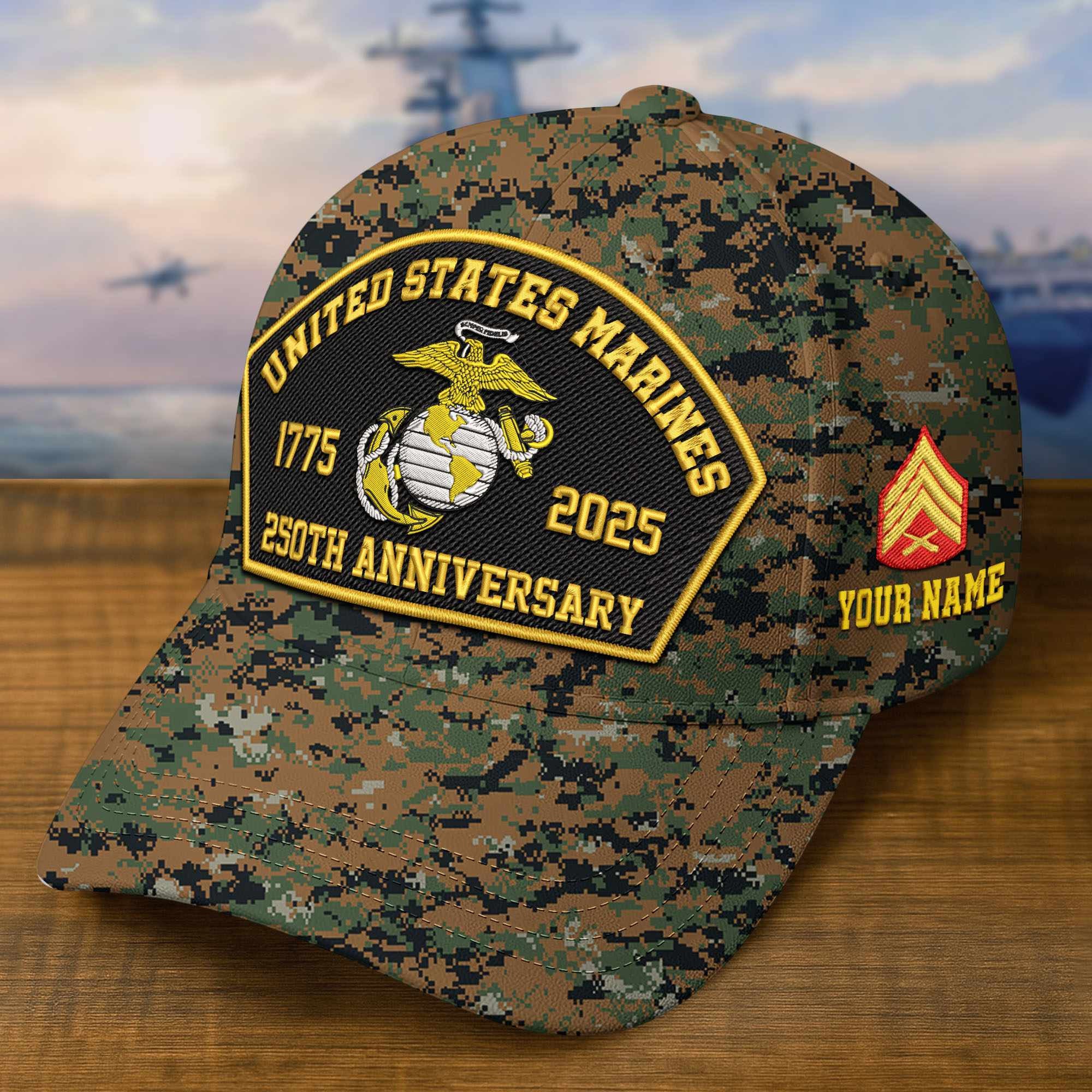 Premium Custom USMC Embroidered Hat VPVC309106, 250th Anniversary Marine Corps Hat, Gifts For Marine Veteran, Gifts On Father's Day, Veterans Day.