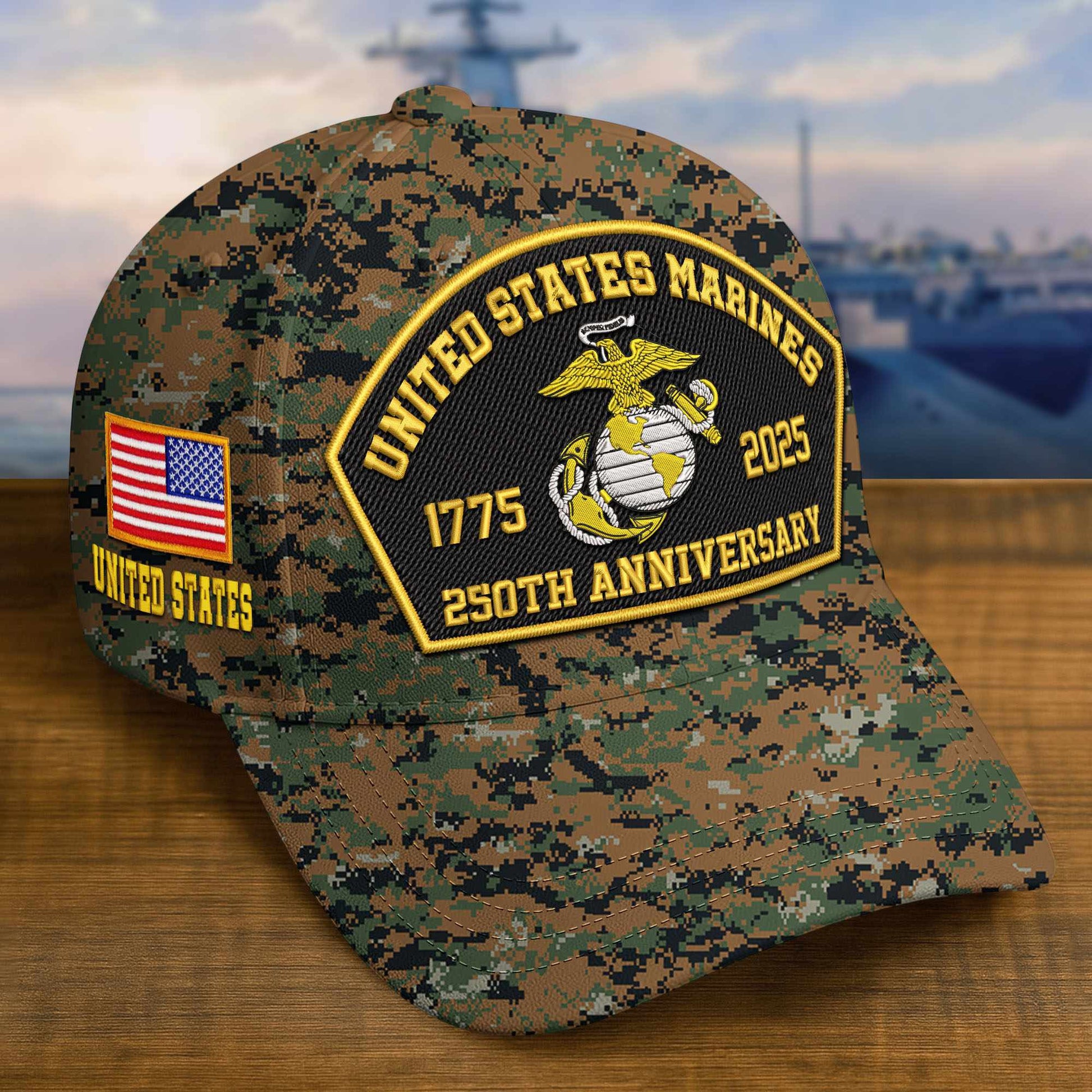 Premium Custom USMC Embroidered Hat VPVC309106, 250th Anniversary Marine Corps Hat, Gifts For Marine Veteran, Gifts On Father's Day, Veterans Day.