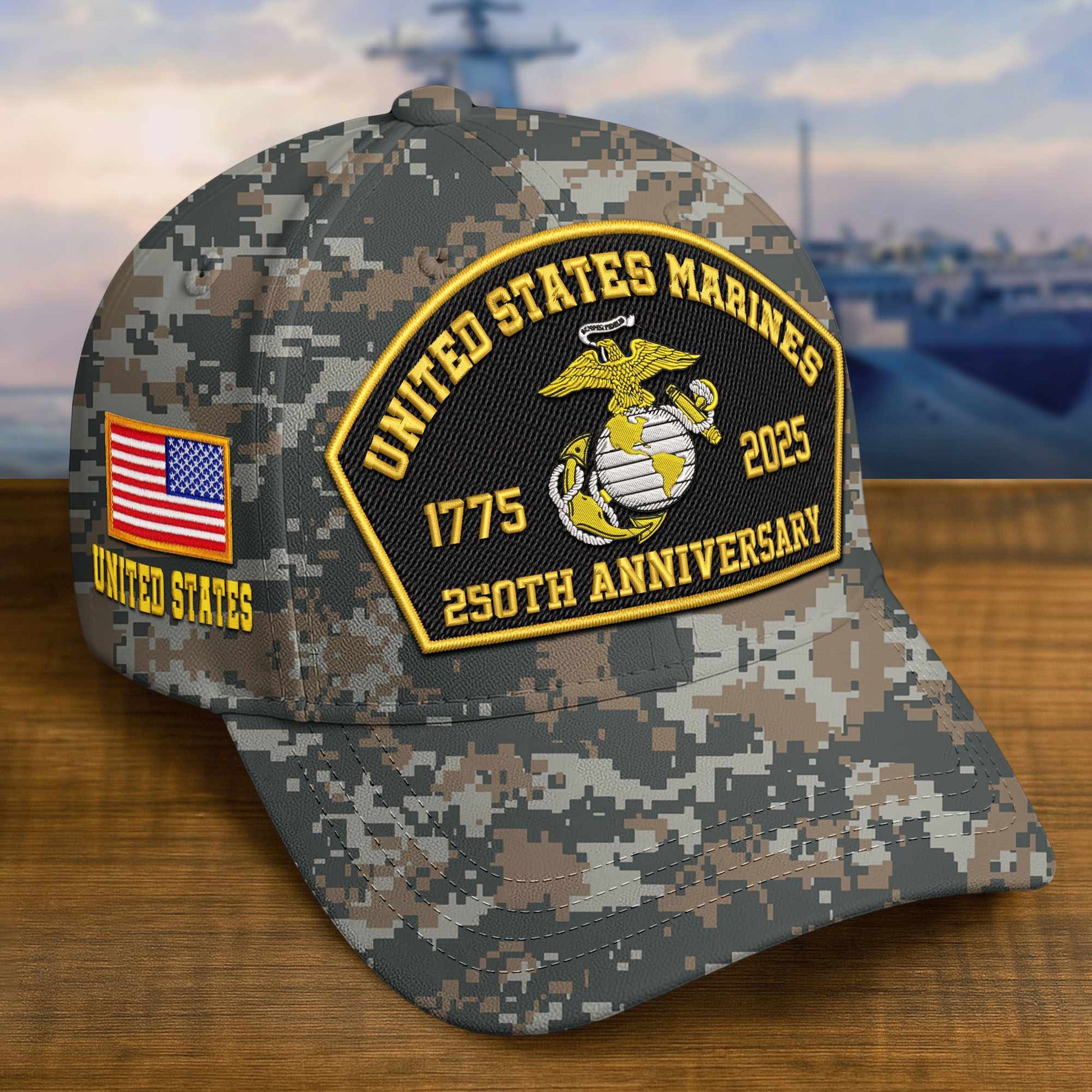 Premium Custom USMC Embroidered Hat VPVC309107, 250th Anniversary Marine Corps Hat, Gifts For Marine Veteran, Gifts On Father's Day, Veterans Day.