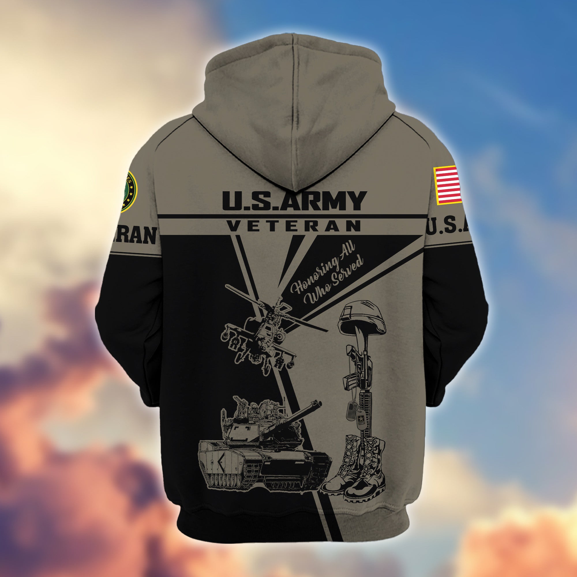 Premium US Army Zip Hoodie VPVC608210, Gifts For Army Veteran, Gifts On Father's Day, Veterans Day.