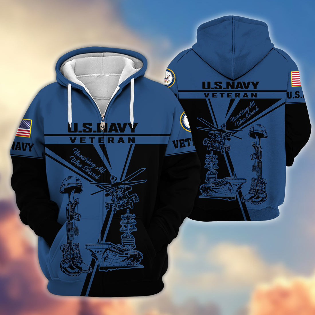 Premium US Navy Zip Hoodie VPVC608202, Gifts For Navy Veteran, Gifts On Father's Day, Veterans Day.