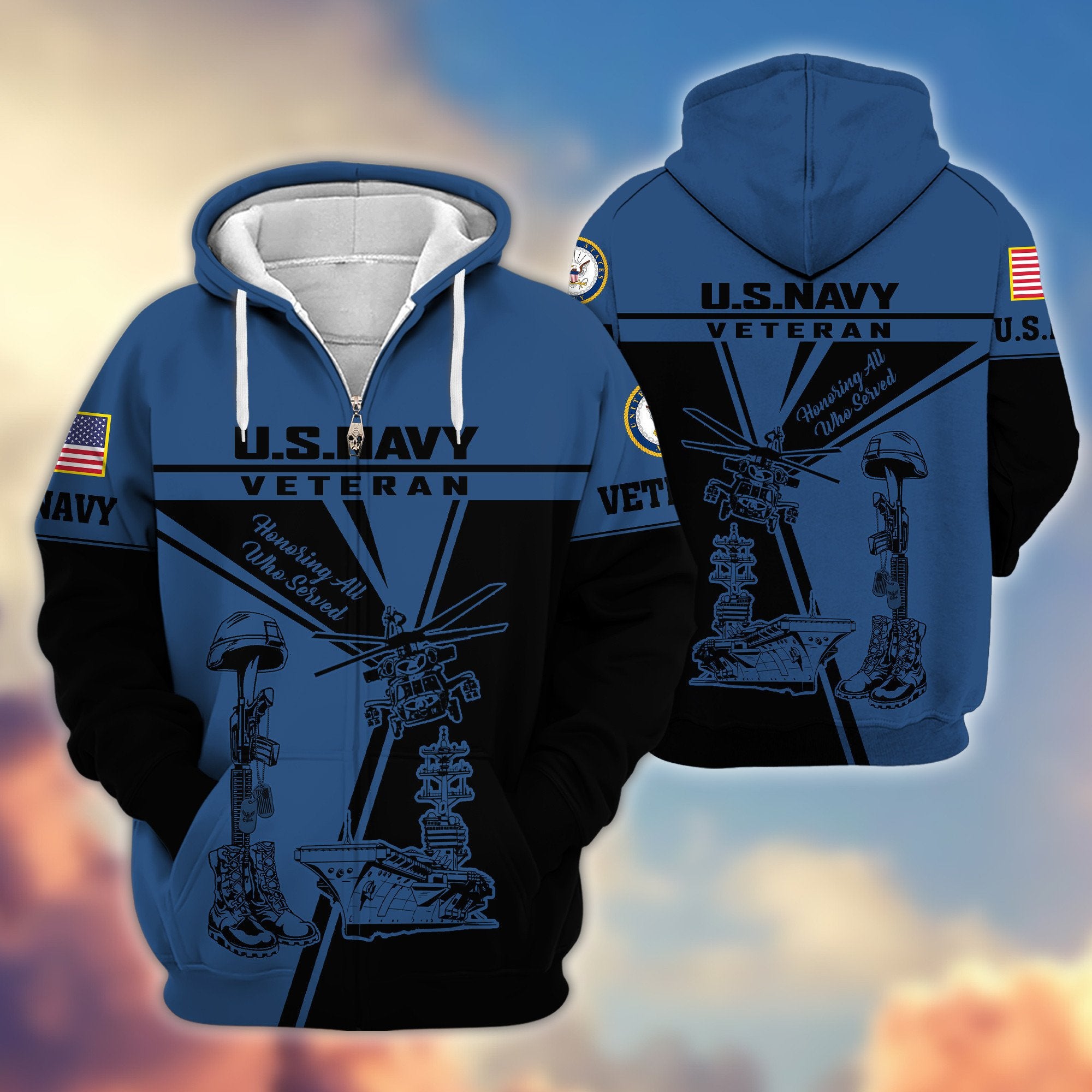 Premium US Navy Zip Hoodie VPVC608202, Gifts For Navy Veteran, Gifts On Father's Day, Veterans Day.