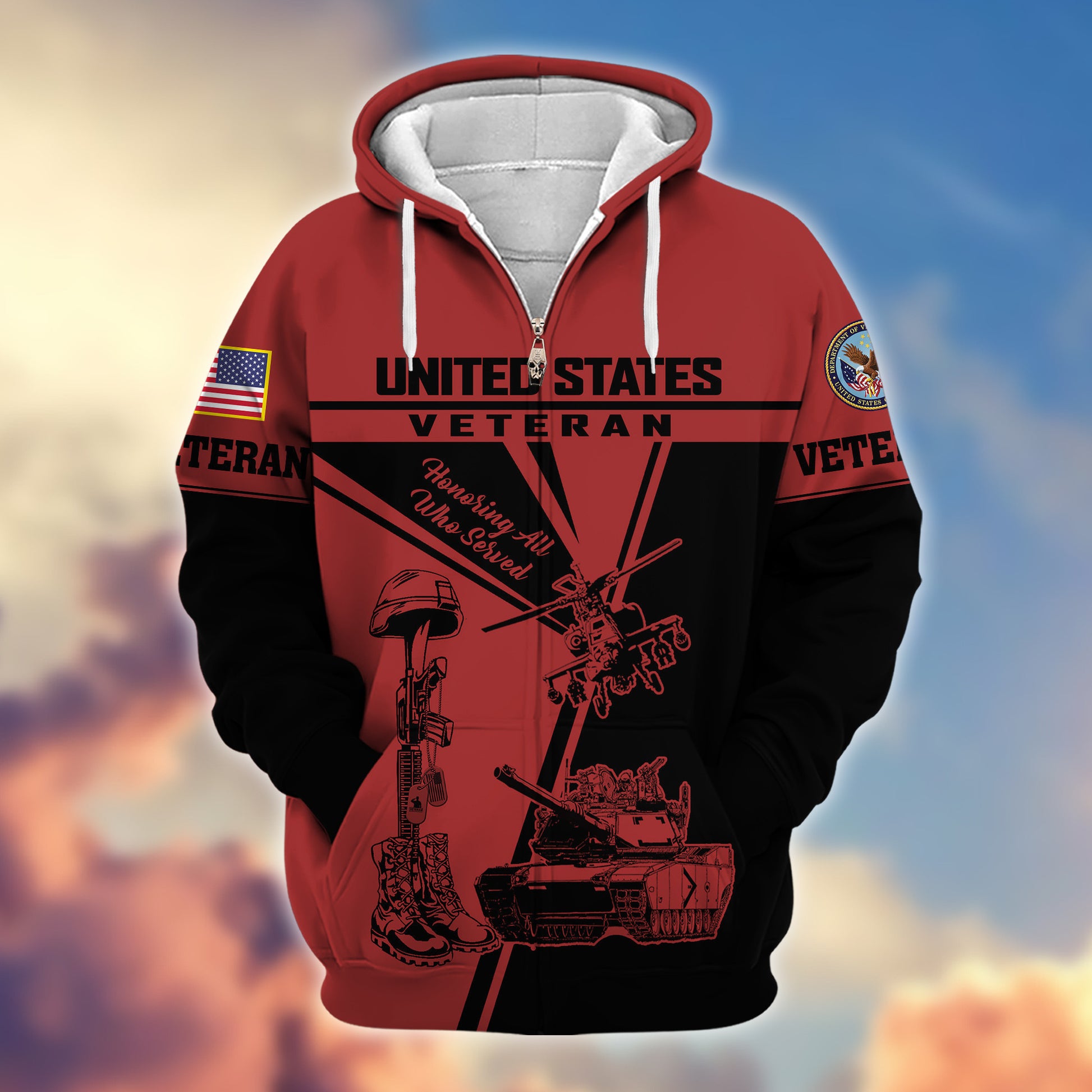 Premium US Veteran Zip Hoodie VPVC608207, Gifts For US Veteran, Gifts On Father's Day, Veterans Day.