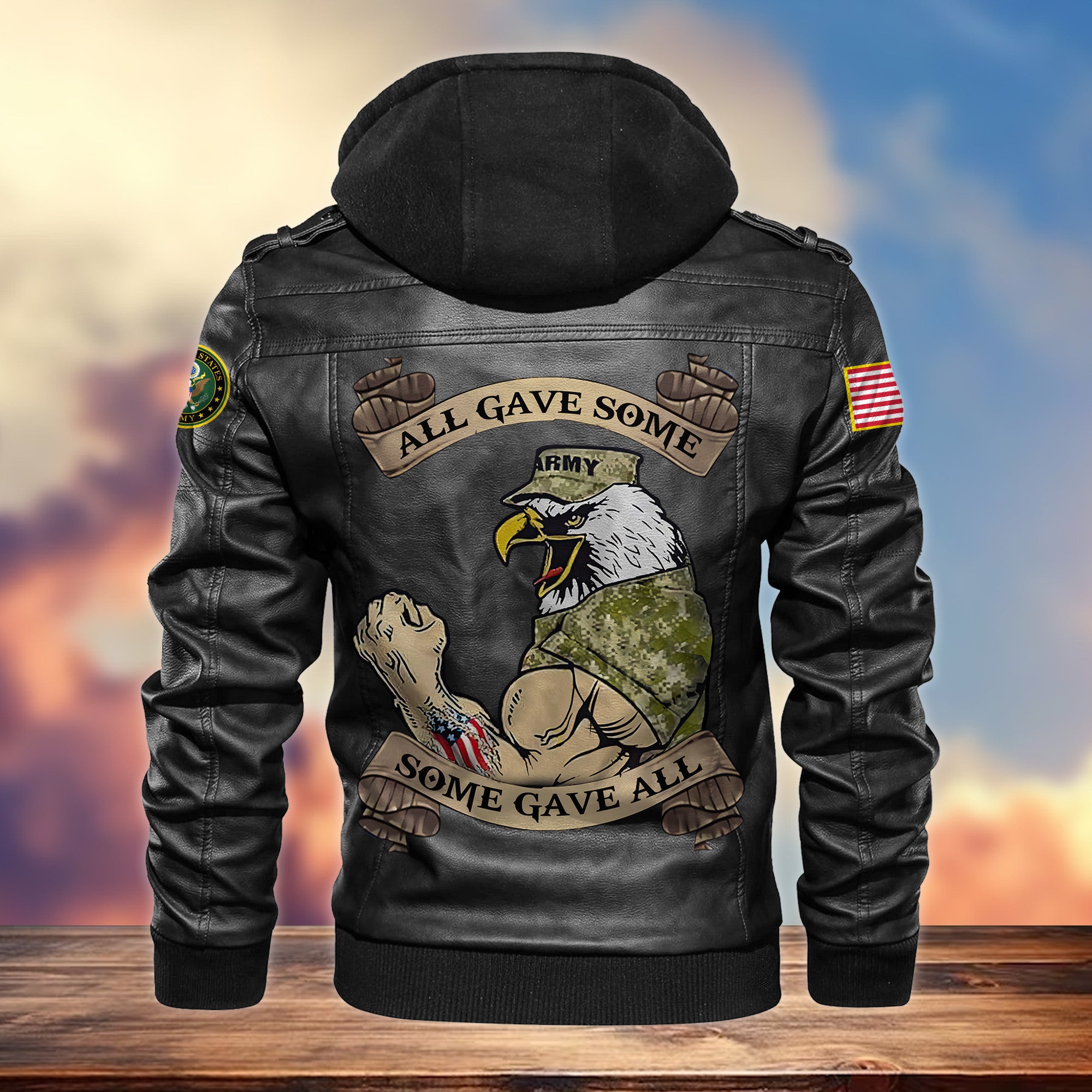 Premium US Army Veteran Leather Jacket VPVC701601, Gifts For Army Veteran, Gifts On Father's Day, Armed Forces Day, Veterans Day.