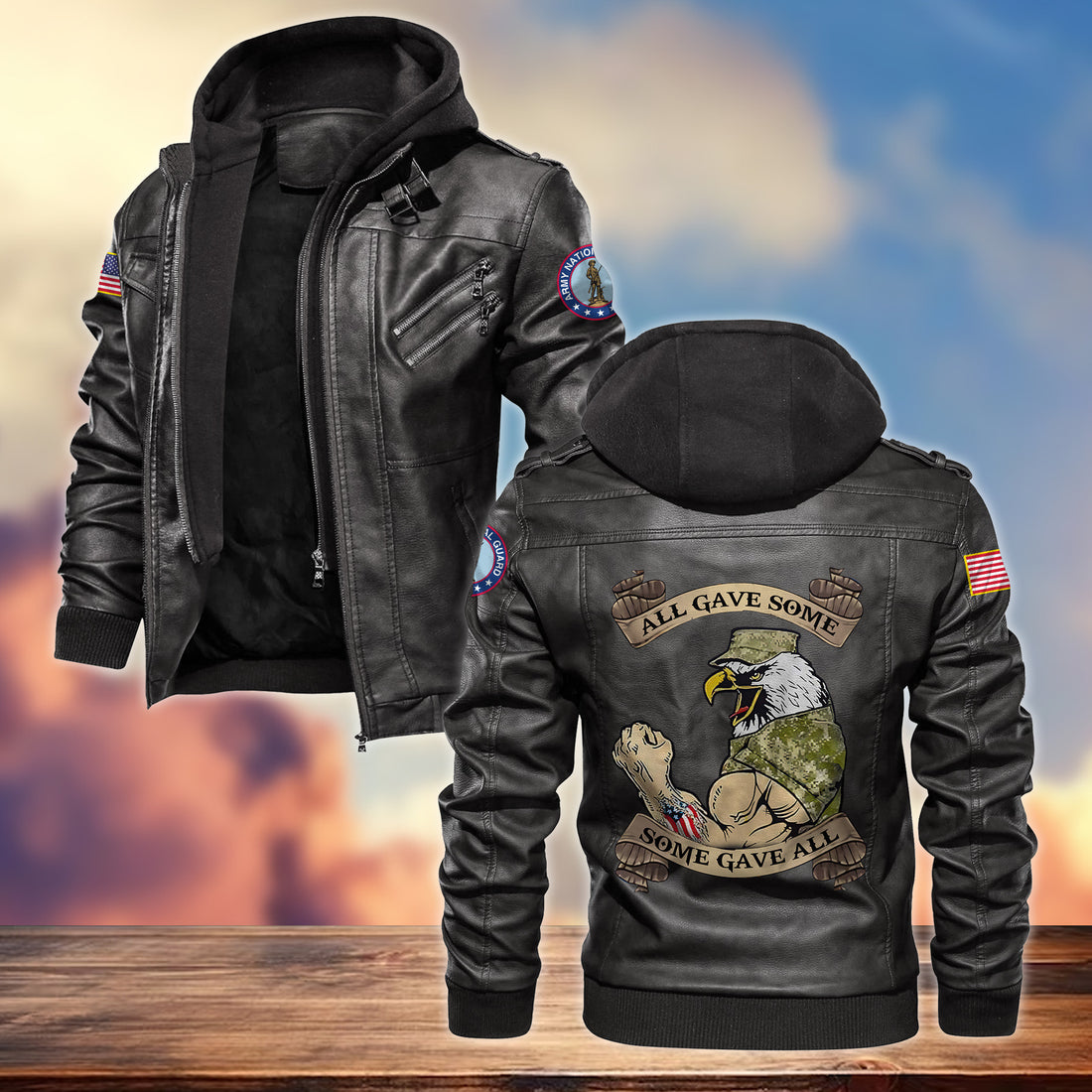 Premium US Army National Guard Veteran Leather Jacket VPVC701608, Gifts For Army National Guard Veteran, Gifts On Father's Day, Armed Forces Day, Veterans Day.