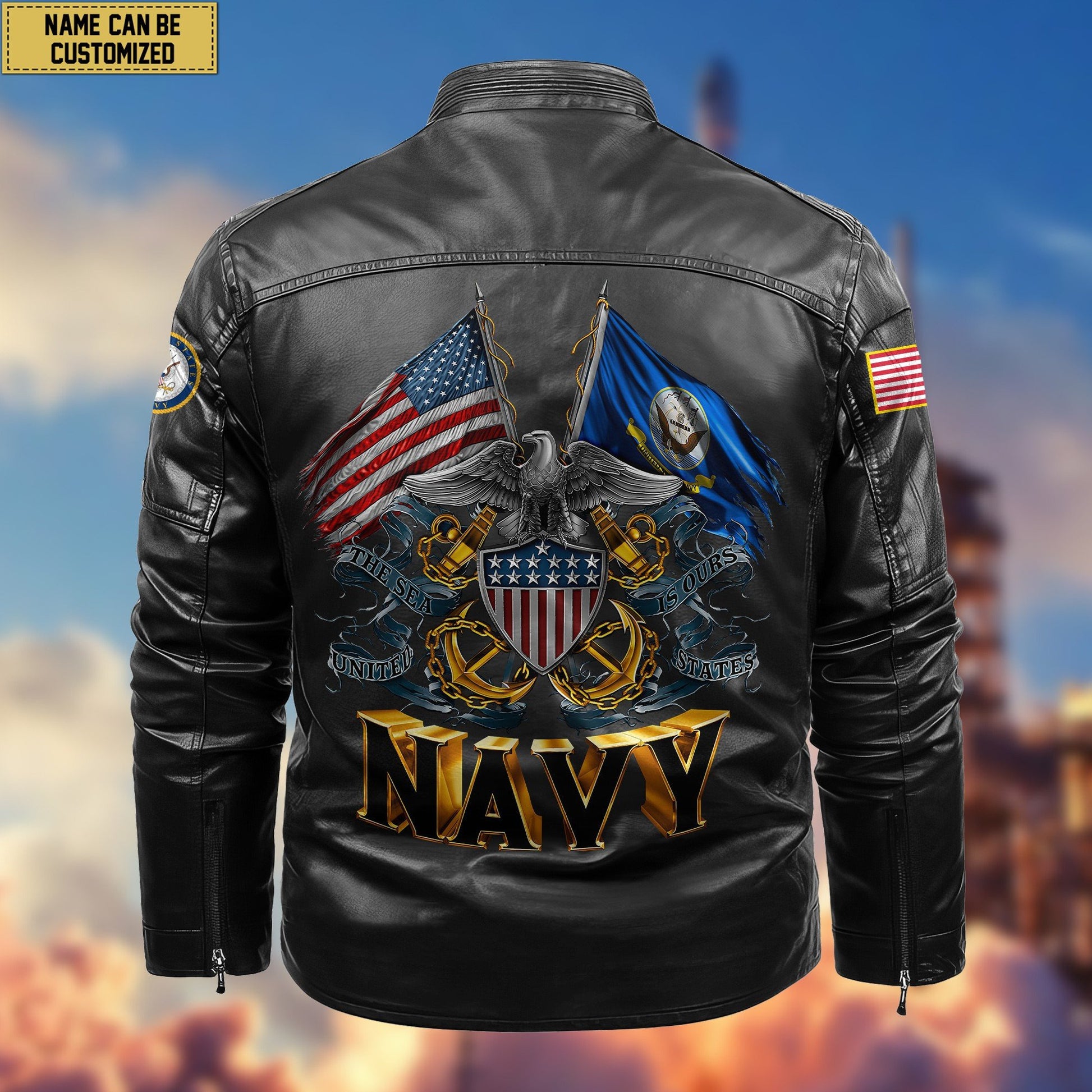 Premium Personalized US Navy Veteran Leather Jacket VPVC702002, Gifts For Navy Veteran, Gifts On Father's Day, Armed Forces Day, Veterans Day.