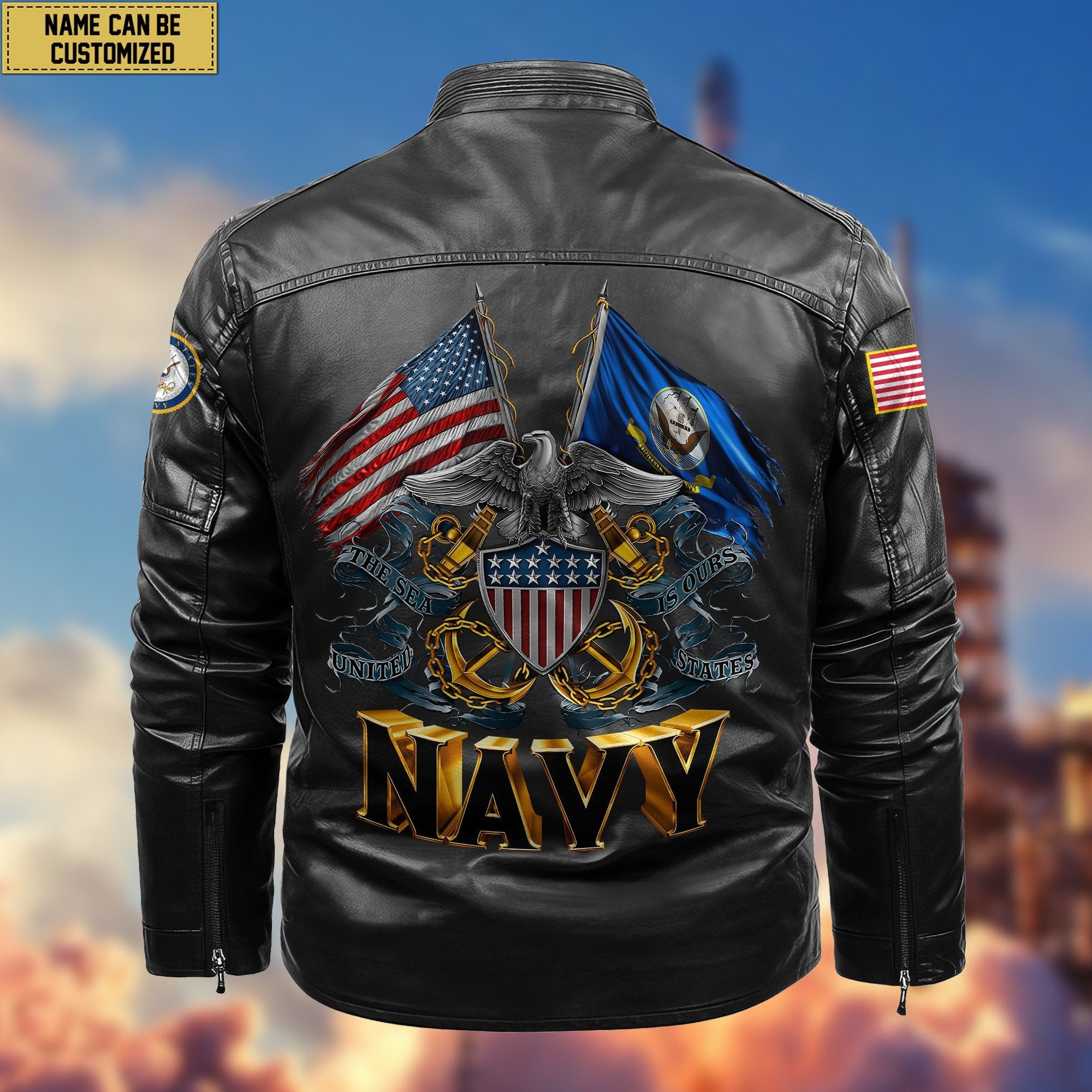 Premium Personalized US Navy Veteran Leather Jacket VPVC702002, Gifts For Navy Veteran, Gifts On Father's Day, Armed Forces Day, Veterans Day.