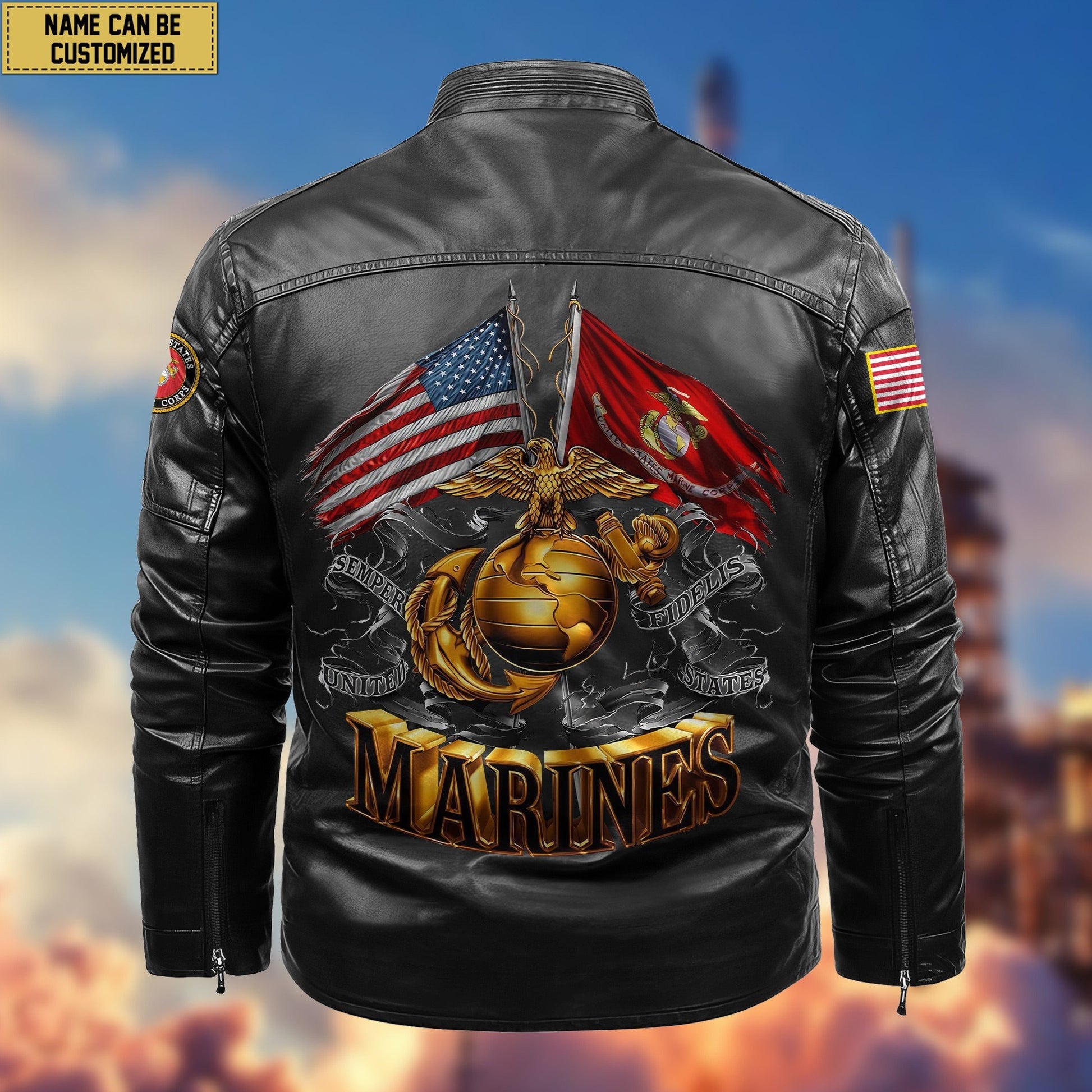 Premium Personalized USMC Veteran Leather Jacket VPVC702003, Gifts For Marine Veteran, Gifts On Father's Day, Armed Forces Day, Veterans Day.